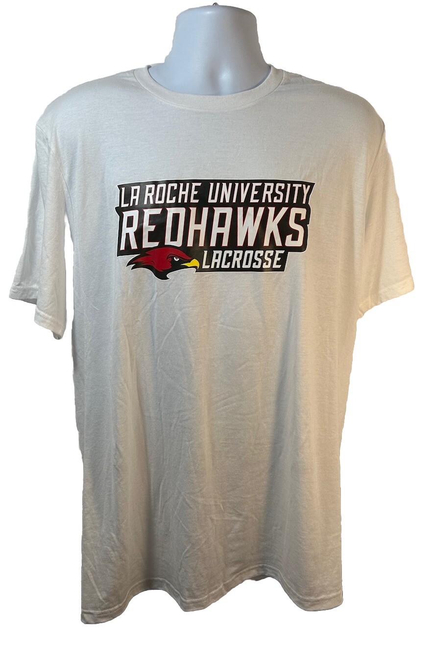 La Roche University RedHawks Lacrosse Shirt Men XL White Short Sleeve Crew Neck