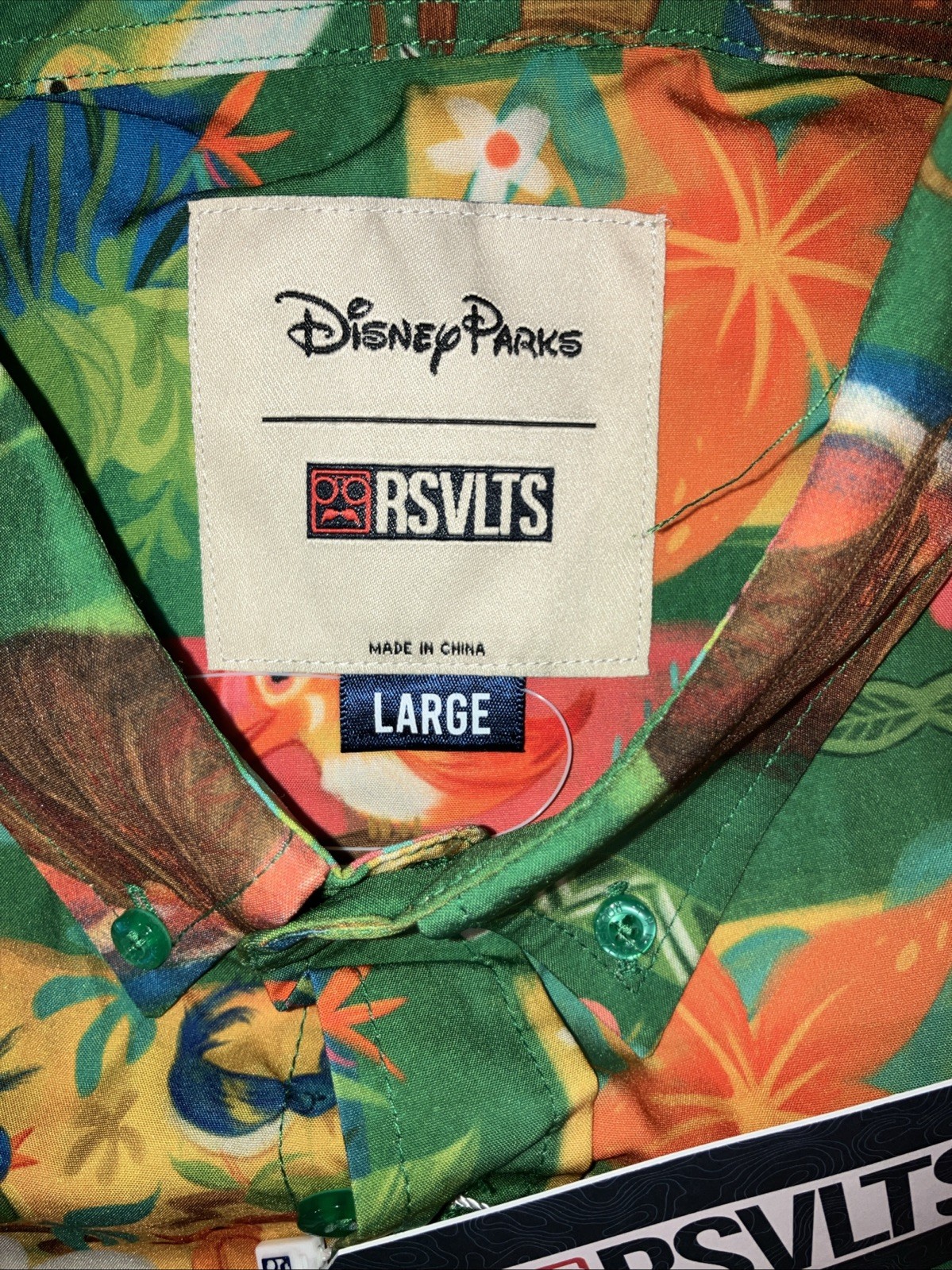 NWT New Mens LARGE Disney Parks RSVLT Enchanted Tiki Room Button Down Shirt