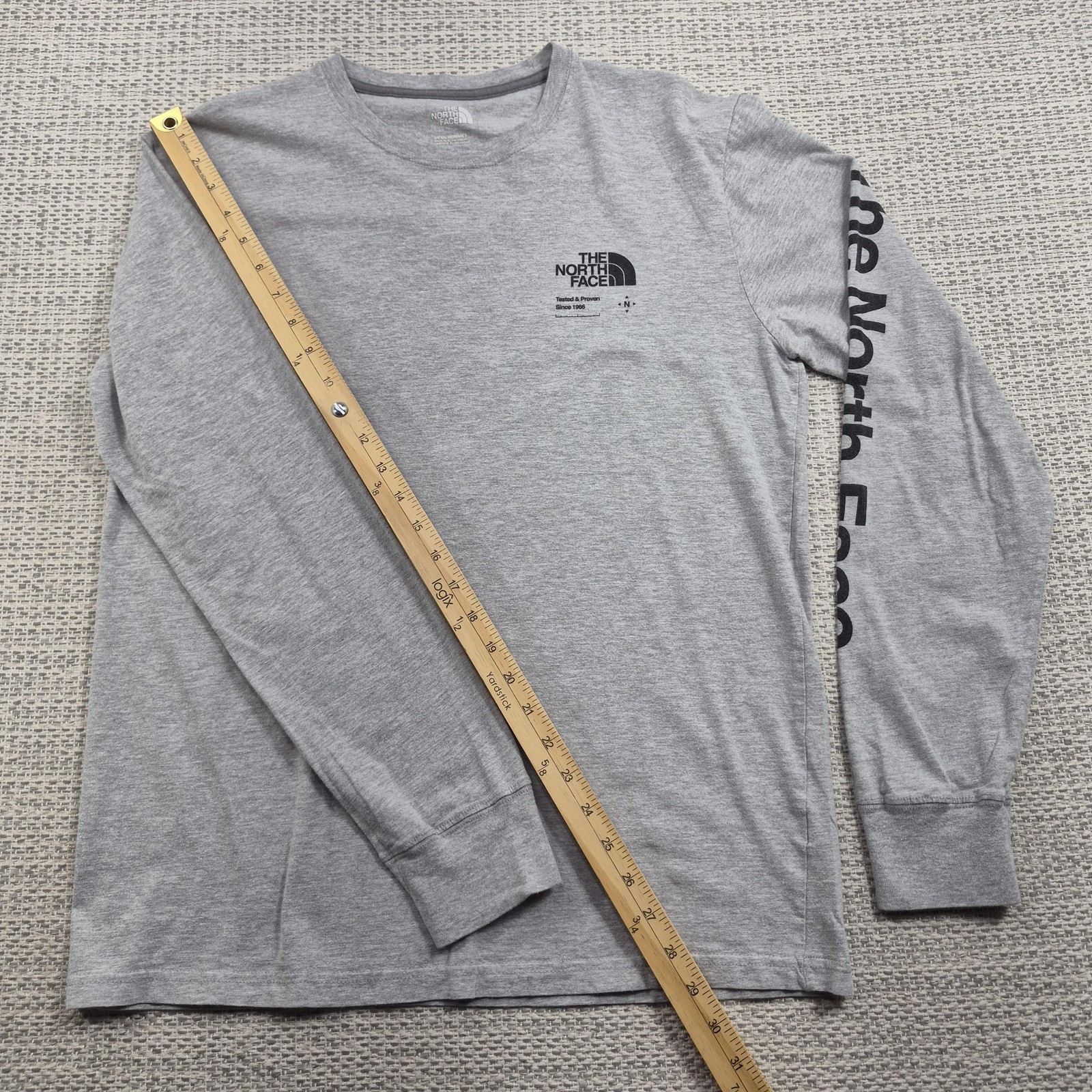The North Face Shirt Mens Medium Gray Long Sleeve Logo Graphic Outdoor Tee