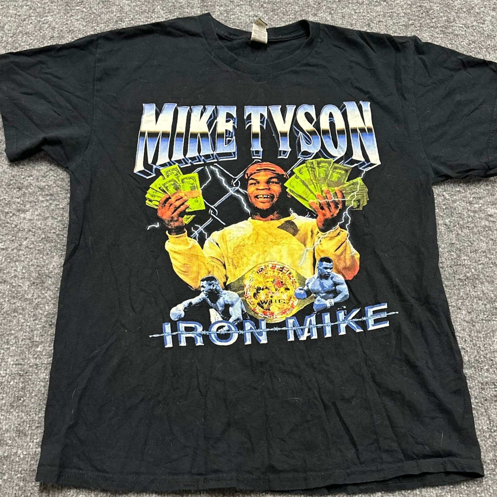 Gildan T-Shirt Mens Size L Black Mike Tyson Iron Mike Boxing Graphic Cotton Tee