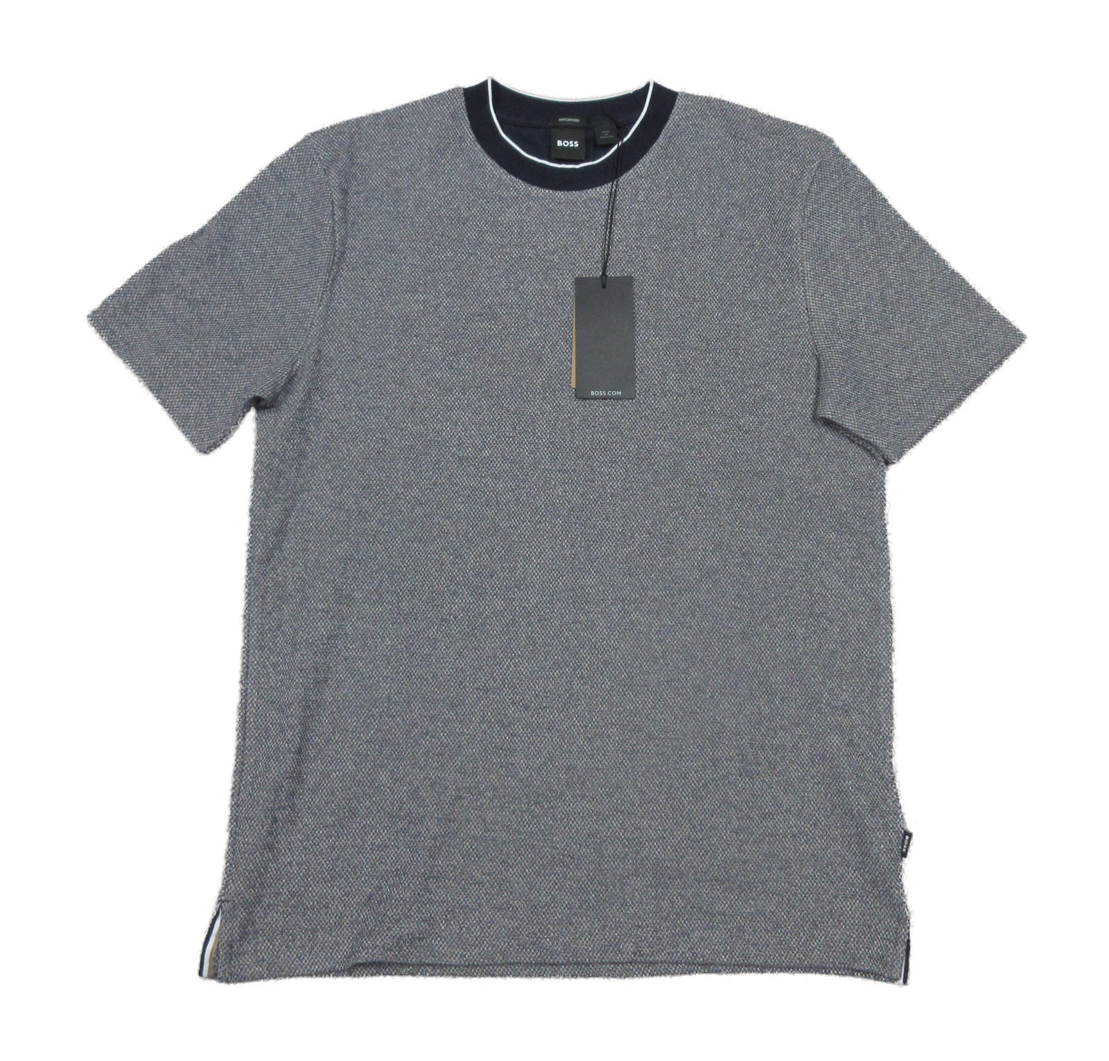 Boss Hugo Boss Navy H-Thompson Textured Pattern Cotton Short Sleeve T-Shirt L
