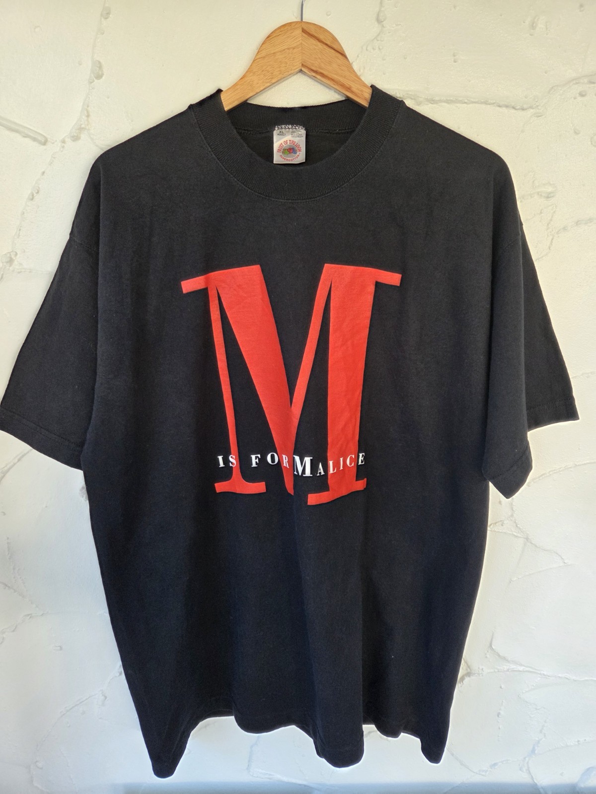 M Is For Malice Vintage Size XL Thick Cotton Tshirt 90s Unisex