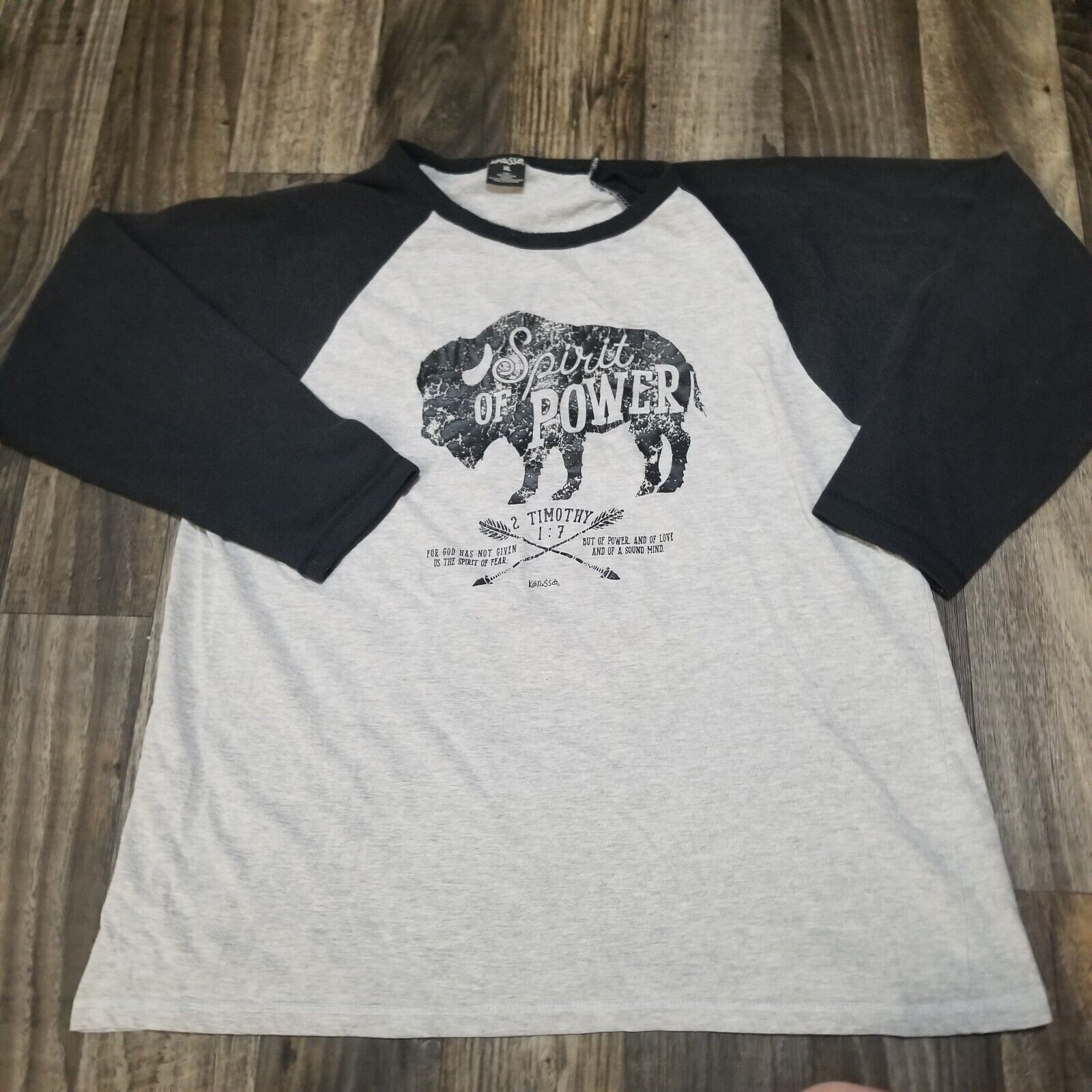 Kerusso Spirit Of Power Shirt Waffle Knit Thermal Black Gray XL Timothy 1:7