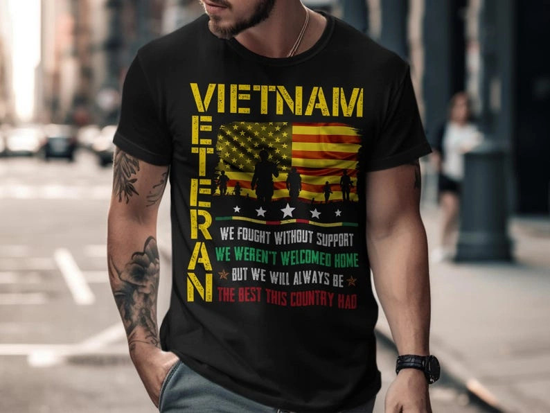 Vietnam Veteran Tribute Shirt, USA Vietnam Flag Graphic Tee