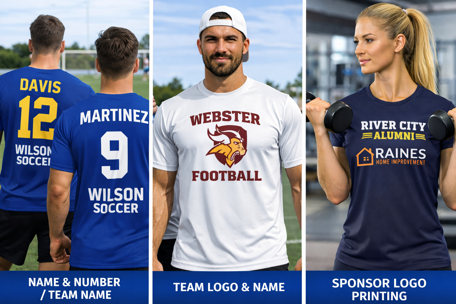 Custom Dry Fit T-Shirt Unisex Performance Athletic Team Logo Print S-3XL