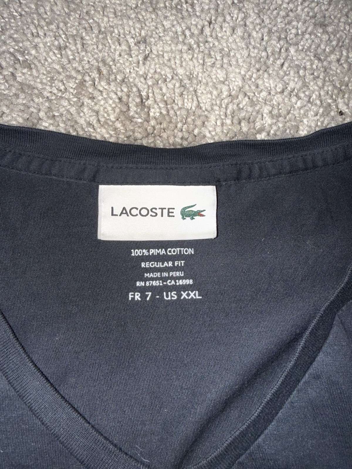 Lacoste for Men Regular fit V-neck XXL Black 100% Pima Cotton