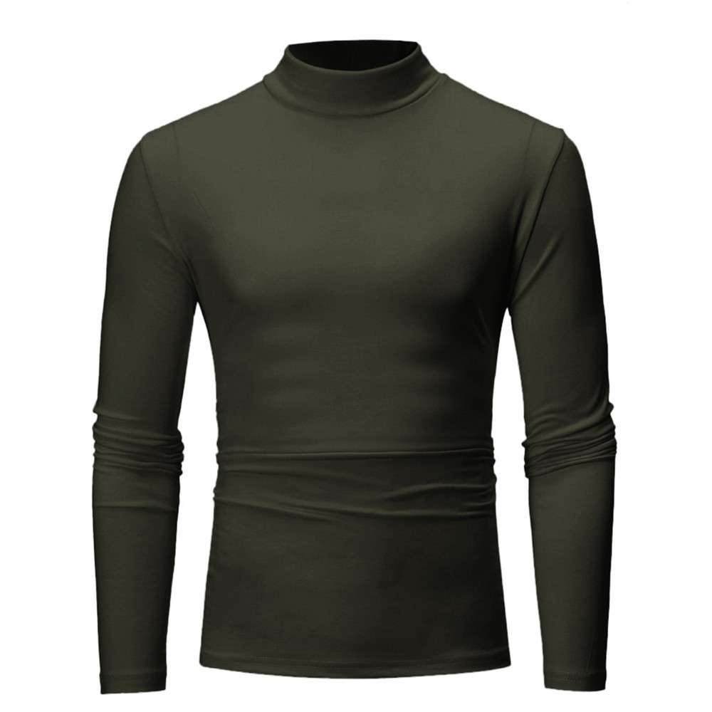 Mens High Neck Long Sleeve Polo T-Shirt Tops Winter Baselayer Turtle Neck Jumper