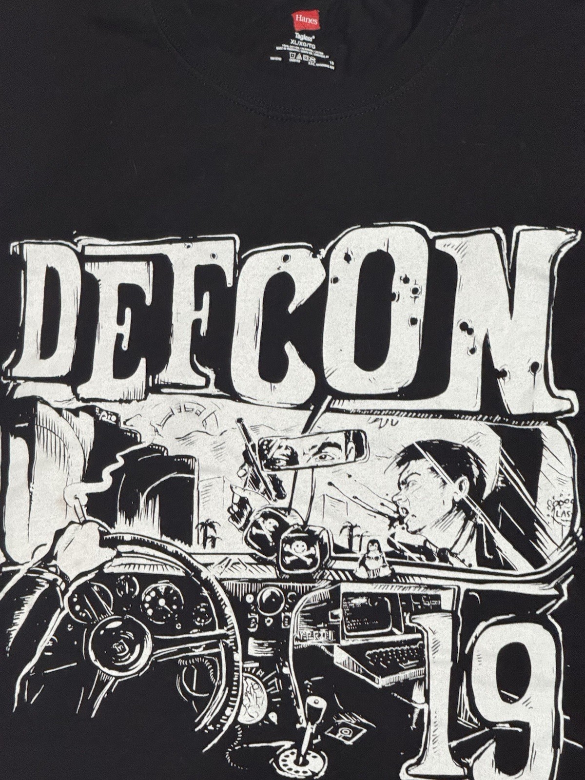 Hanes Men’s Black DEFCON 19 Hacker Graphic Logo Tagless Cotton T-Shirt XL