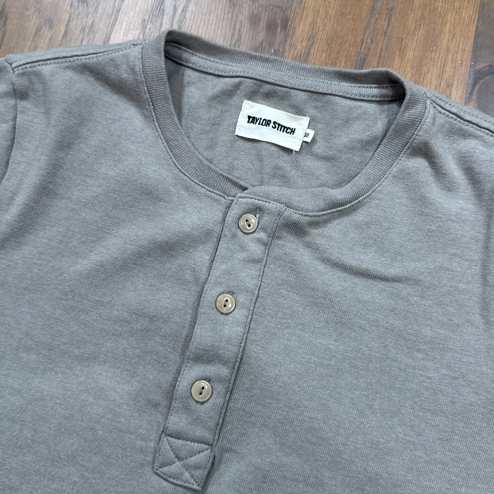 Taylor Stitch Shirt Mens 38 Small Fog Gray Heavy Bag Henley Cotton Classic Slim