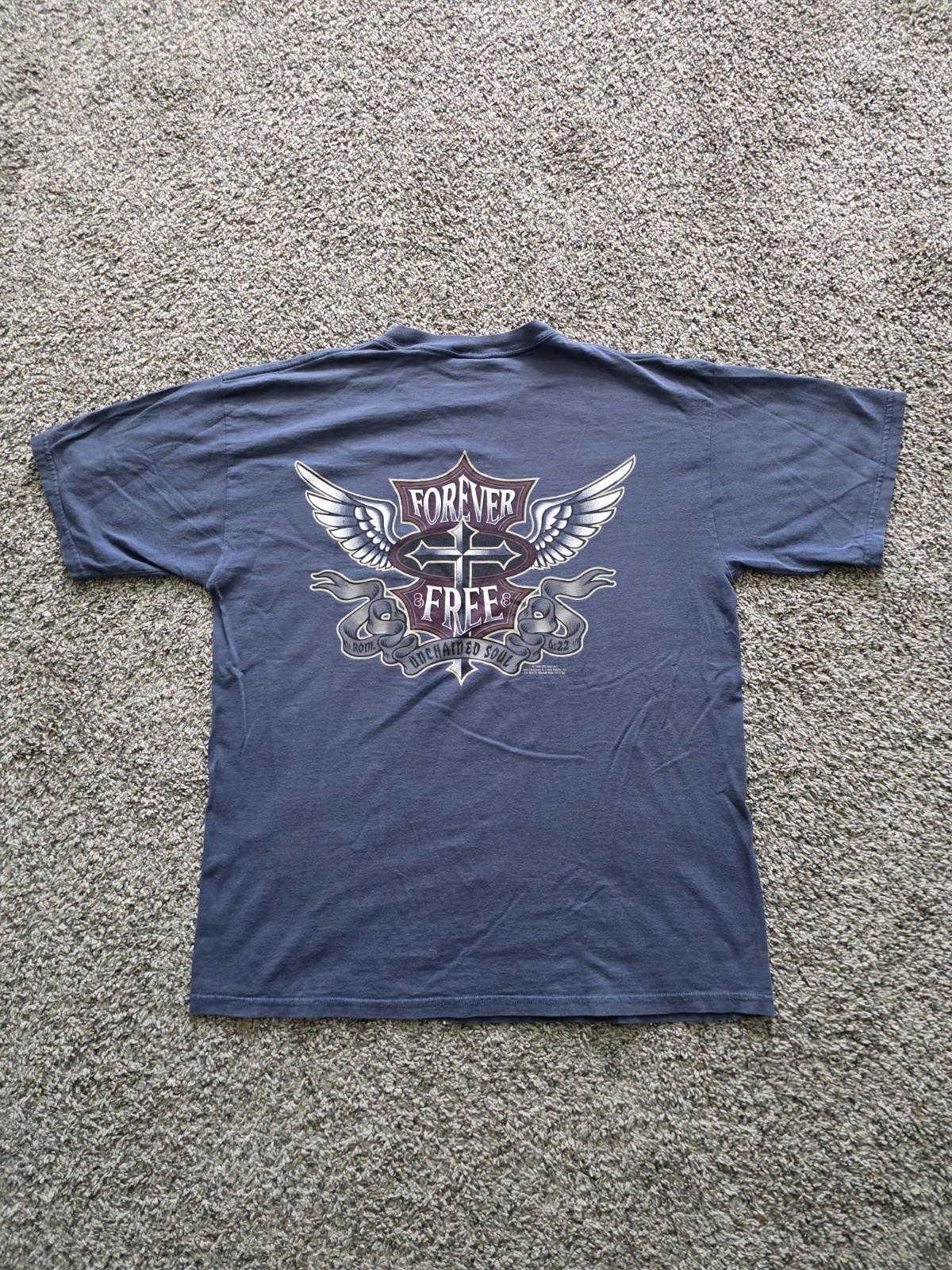 Vintage Forever Free Jesus T-Shirt Size XL Unchained Soul Harley Motorcycle USA
