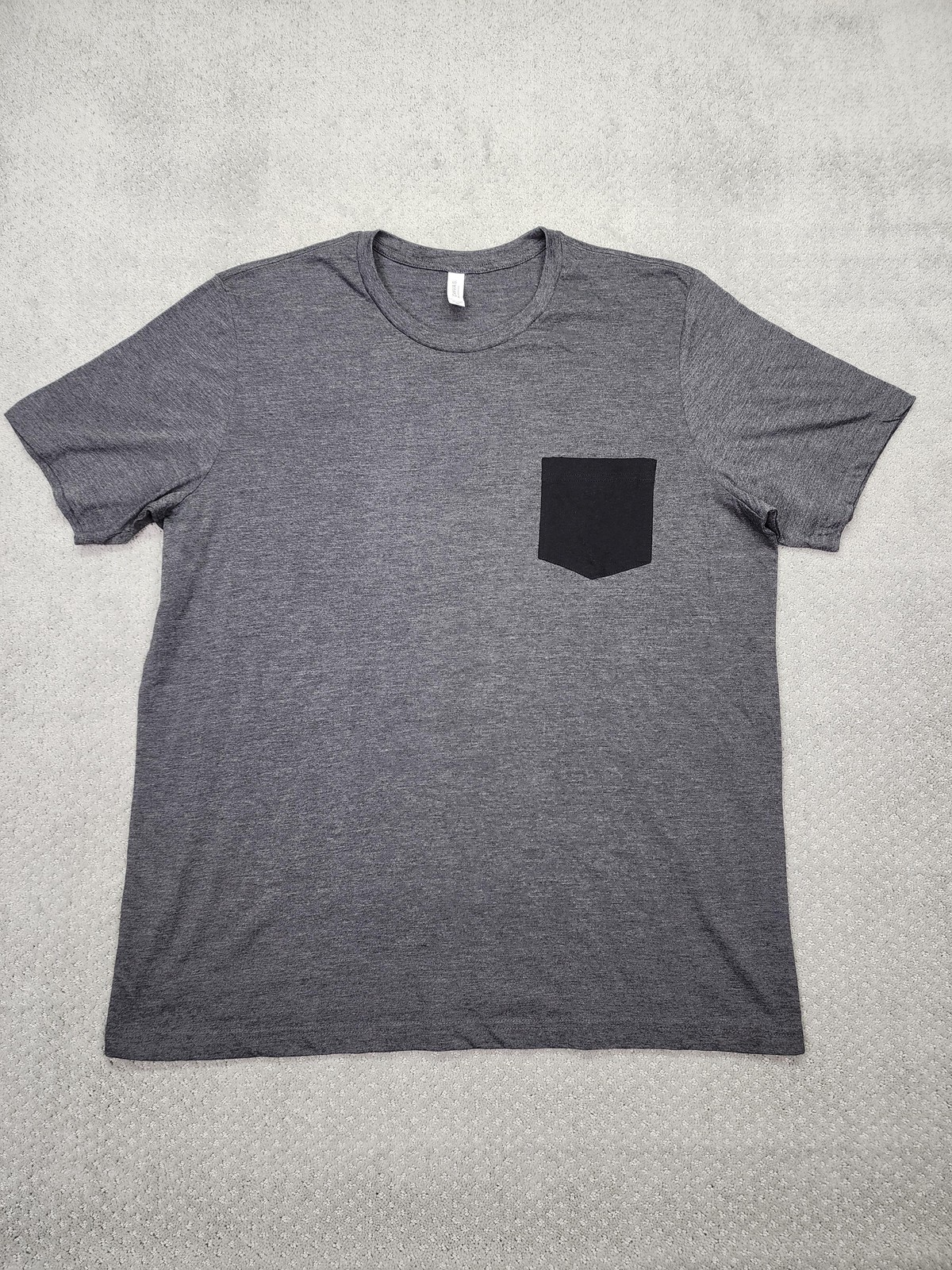 Bella + Canvas Shirt Mens 2XL Gray Black Pocket Tee Short Sleeve Casual