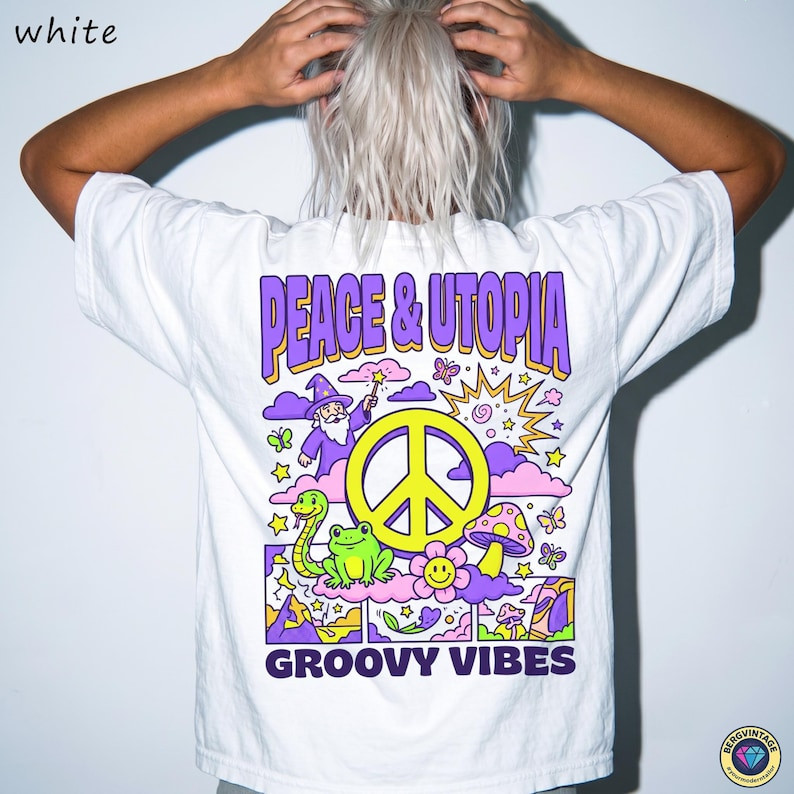 Retro Hippie Comfort Colors T-Shirt Vintage 70s Peace Sign Groovy Graphic Tee