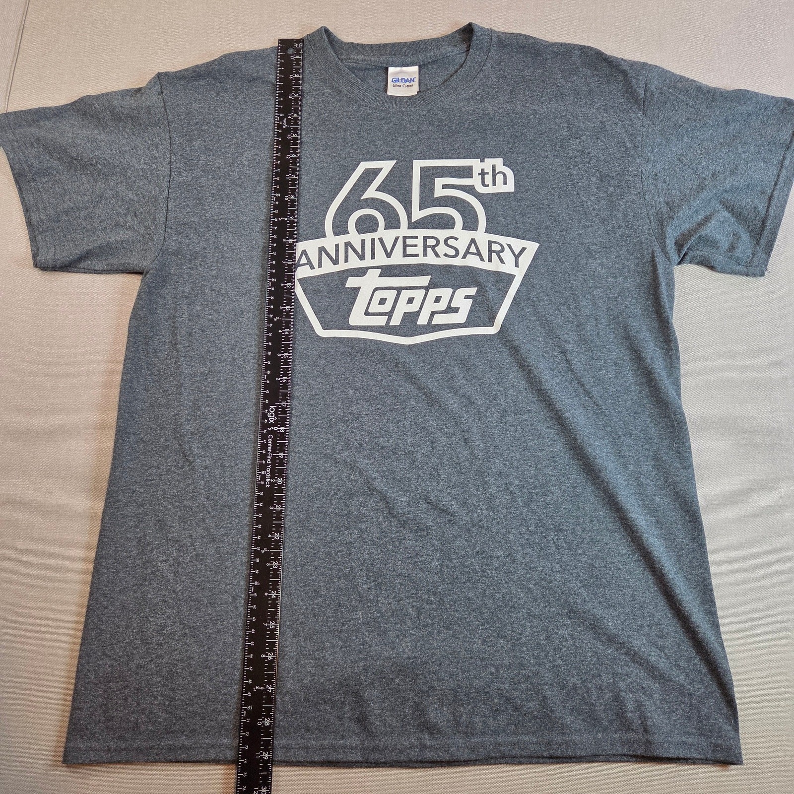 Topps 65th Anniversary 2016 Gray Graphic Tee Shirt Gildan Size L 50/50 Blend