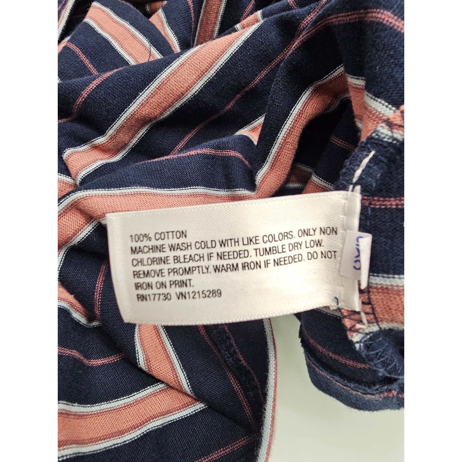 Goodfellow & Co Mens XL Navy Pink Striped Pocket T-Shirt Cotton Standard Fit