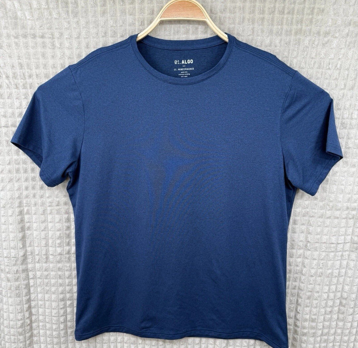 01 Algo Performance Shirt Men’s Large Blue Quick Dry Moisture Wicking Anti Odor