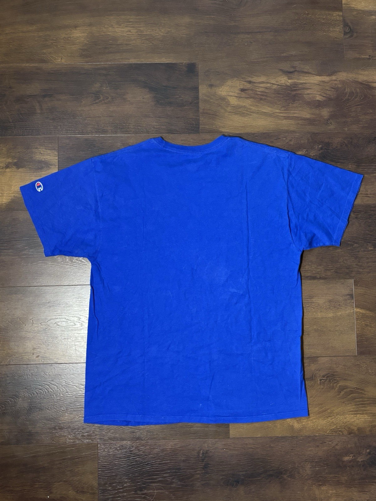 Champion Authentic Men’s Large Blue Spell out T-shirt Embroidered Logo