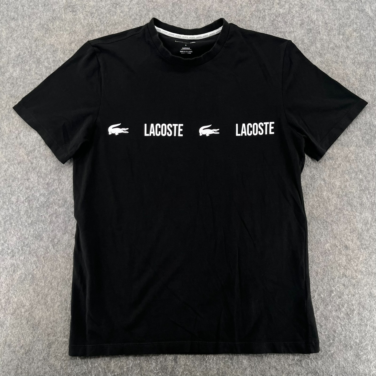 Lacoste Mens Logo T Shirt Black Graphic Size S