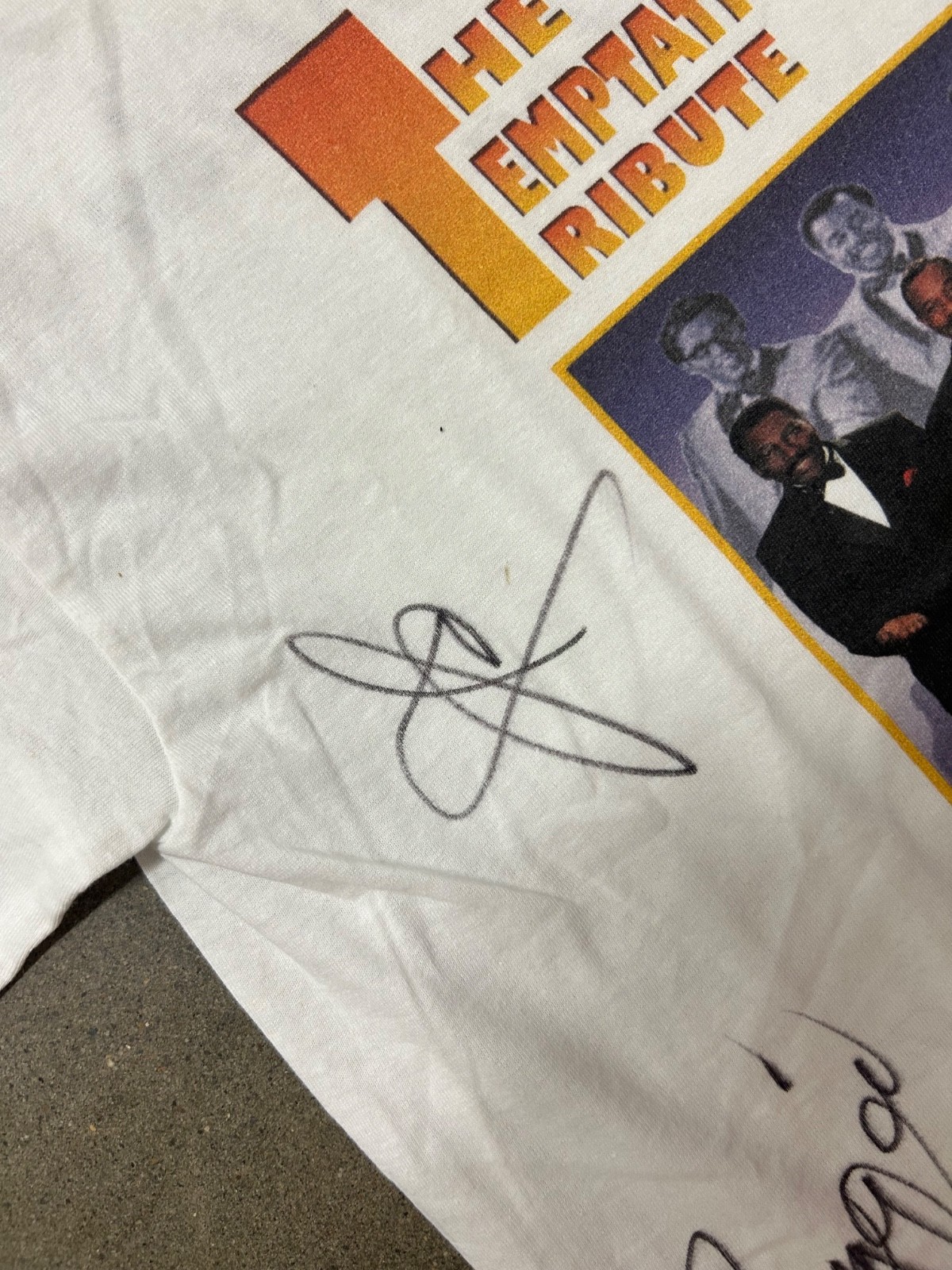 Vintage 00s The Temptations Tribute Signed Mens Band Music Shirt White Large