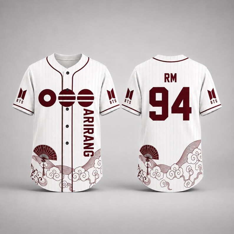 White Pinstripe Kpop Baseball Jersey Shirt Cloud Fan Number 95 Fan Made Top