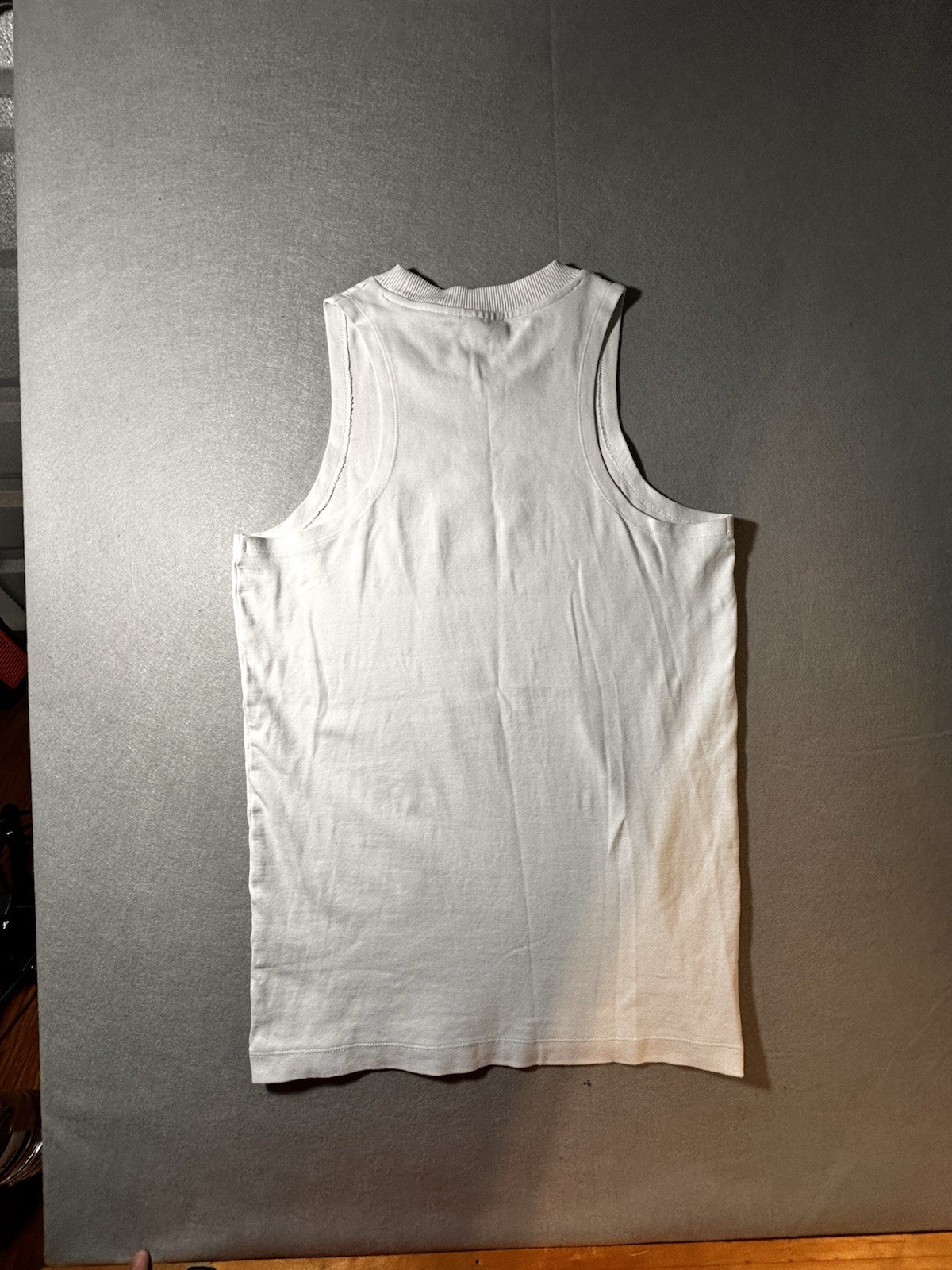 ASOS DESIGN Off White Ribbed Tank Top Cherub Cupid Embroidered Graphic Mens M