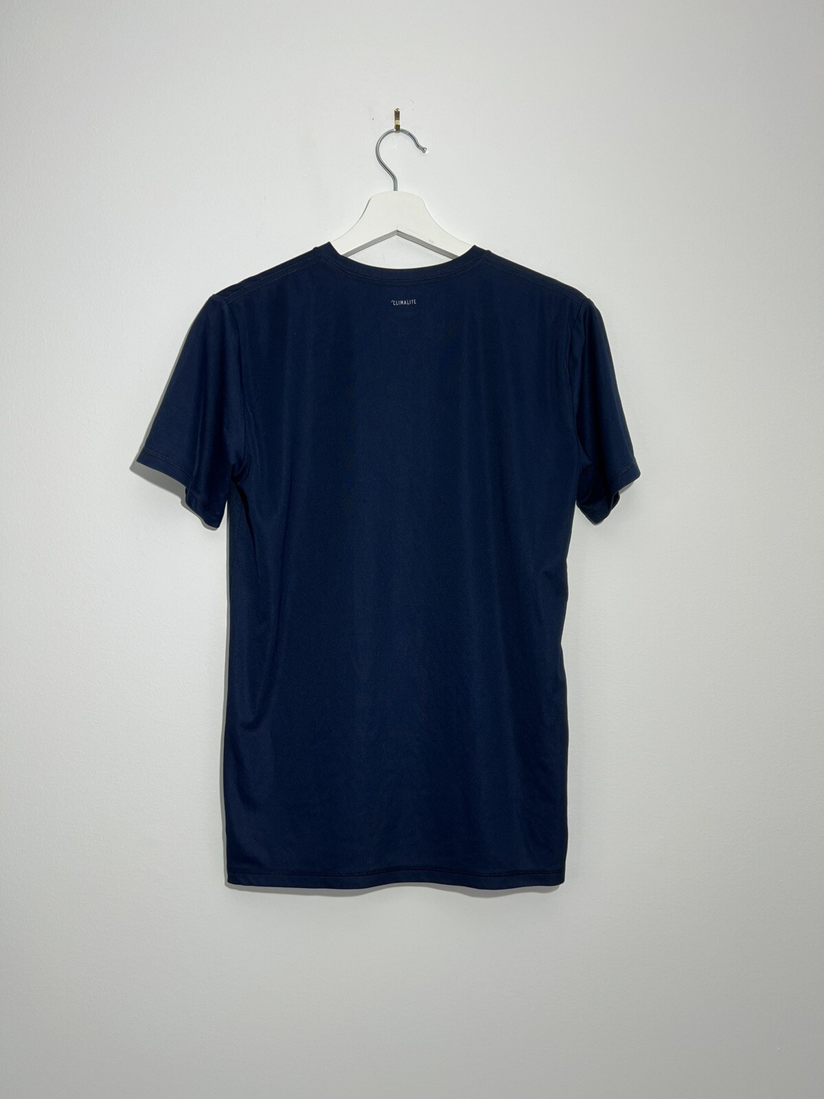 Adidas Climate Activewear Boys Shirt Navy Blue Size LG 3 Stripe Logo