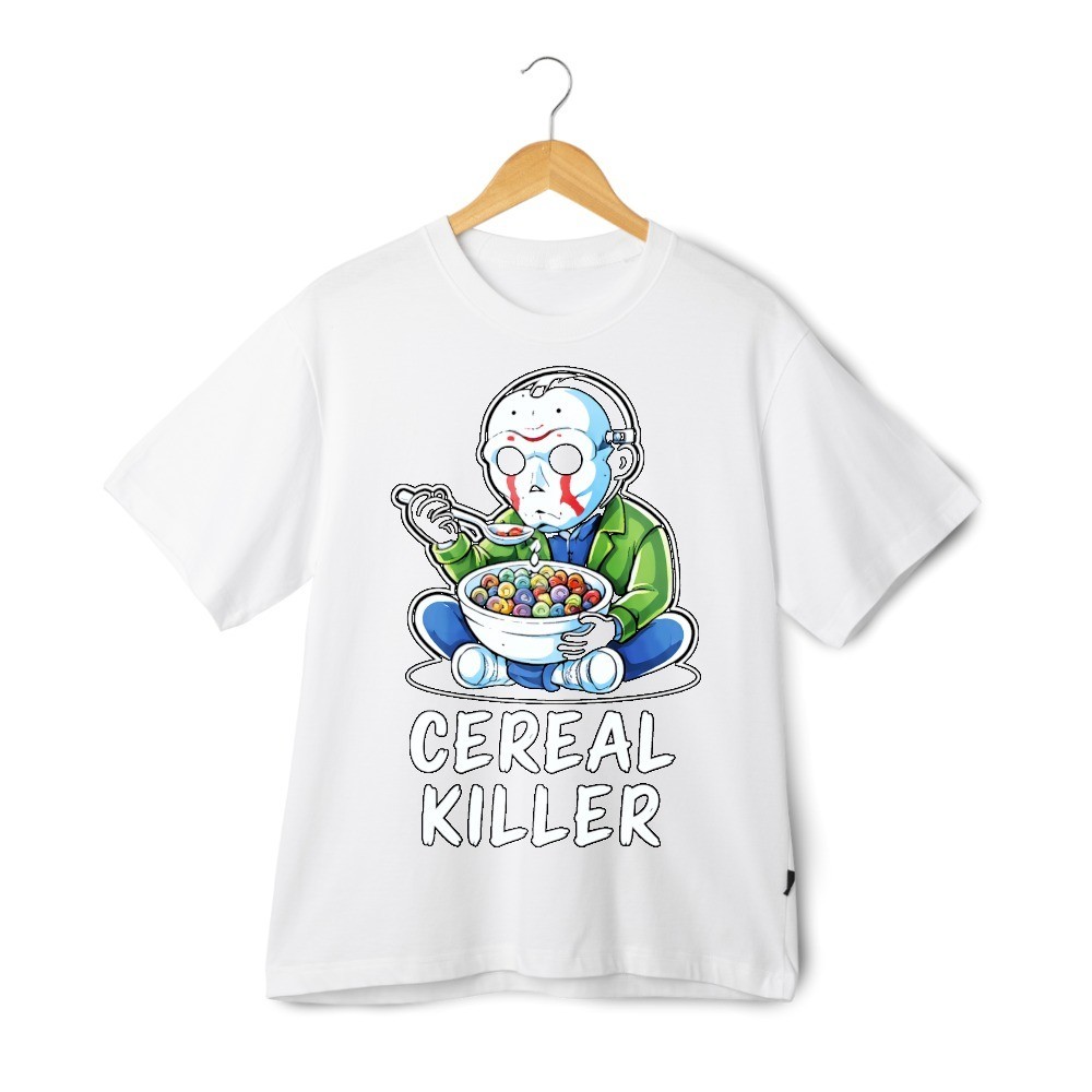 Cereal Killer Funny Horror Parody T-Shirt Spooky Graphic Unisex Tee