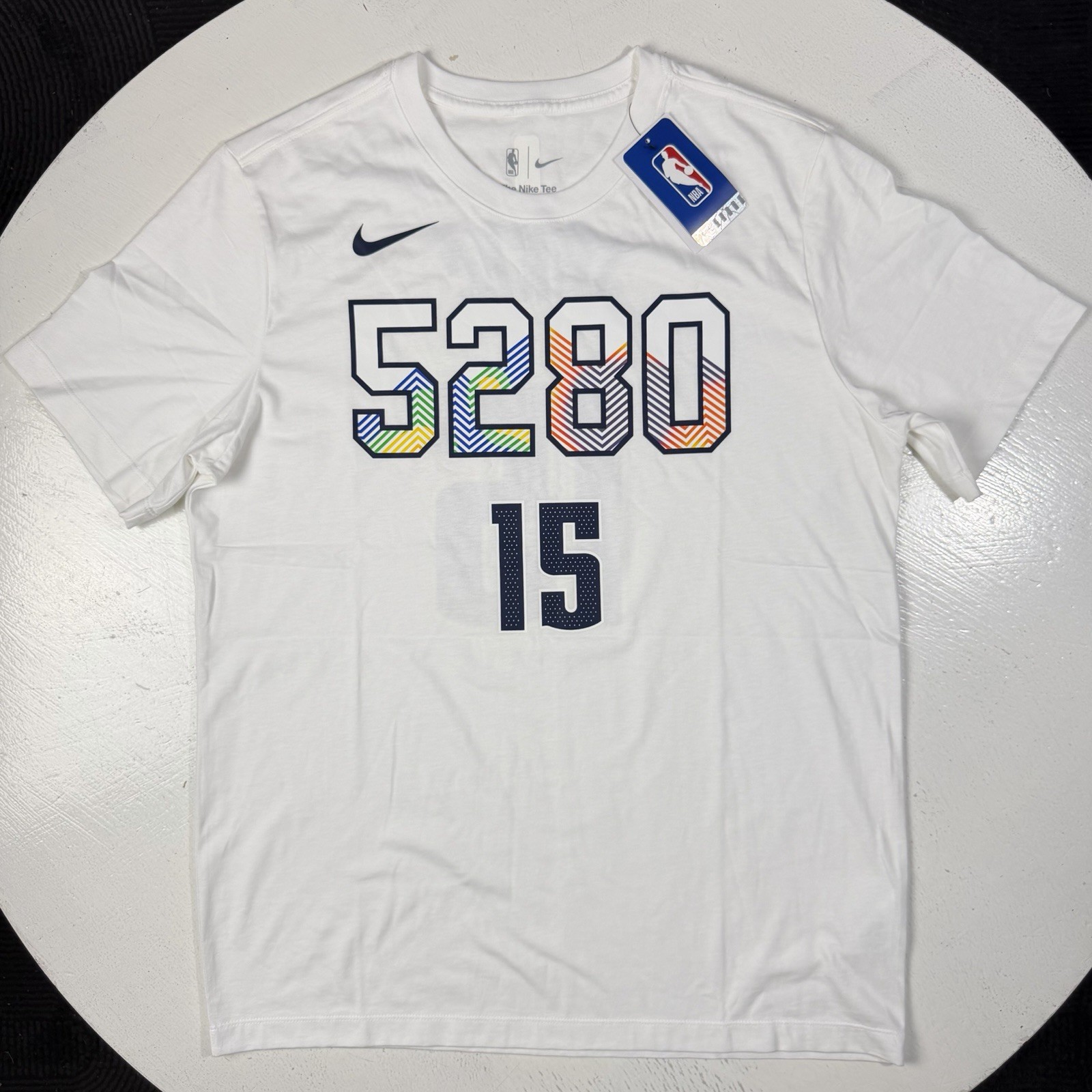 Denver Nuggets Nikola Jokic 15 Nike 5280 City Edition White Shirt Mens Large NBA