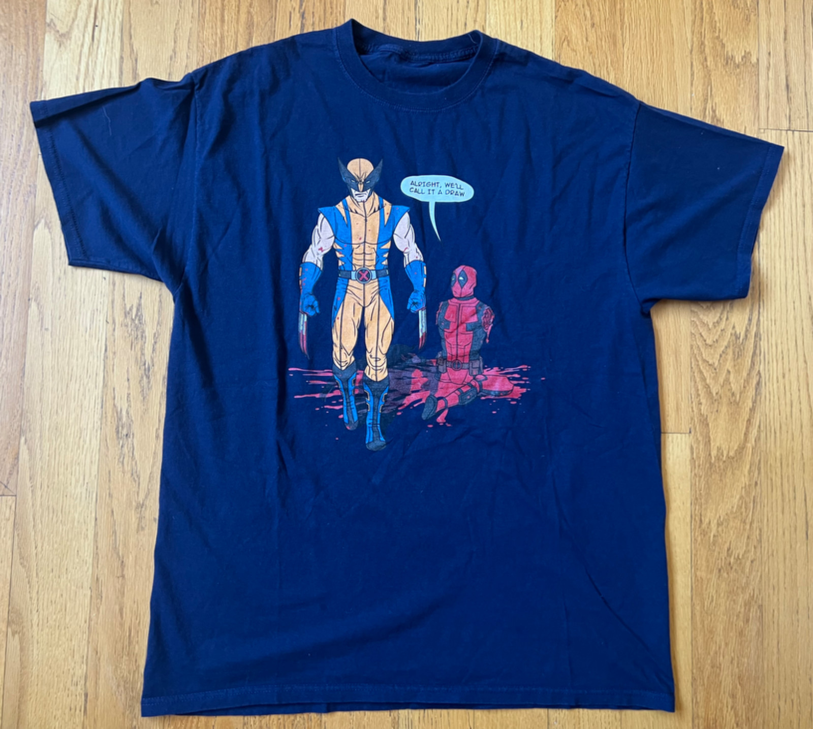 Wolverine vs Deadpool T-shirt Parody Comic L/XL