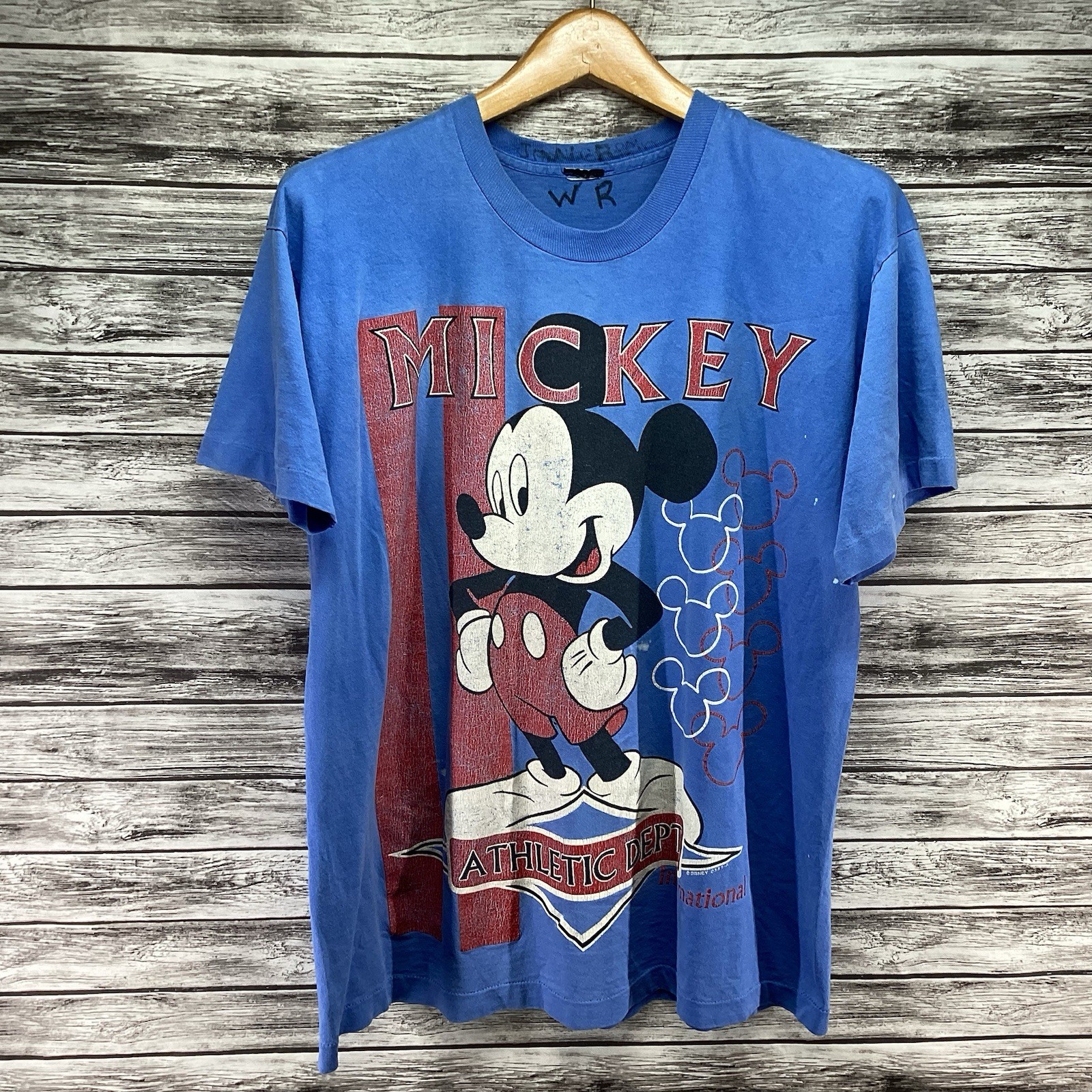 Vintage Mickey Athletic Dept Shirt Mens Large Blue Disney Unlimited Graphic Tee