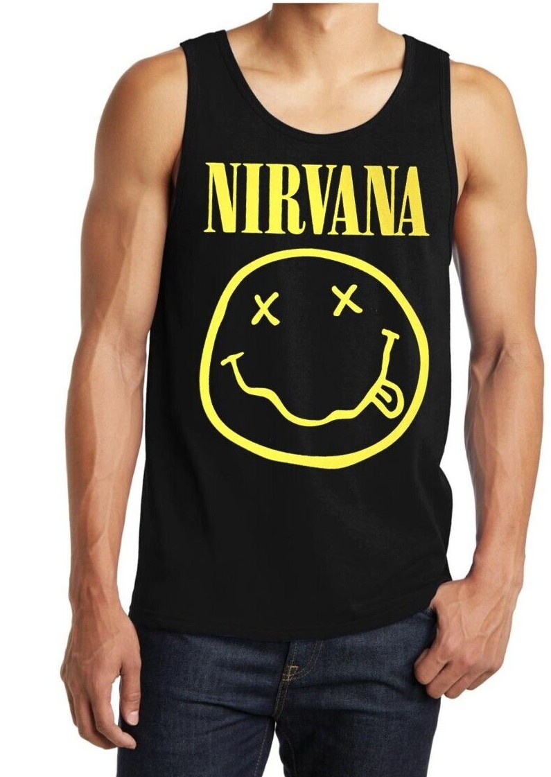 Nirvana Smile Rock Band Black Tank Top Men’s Sizes