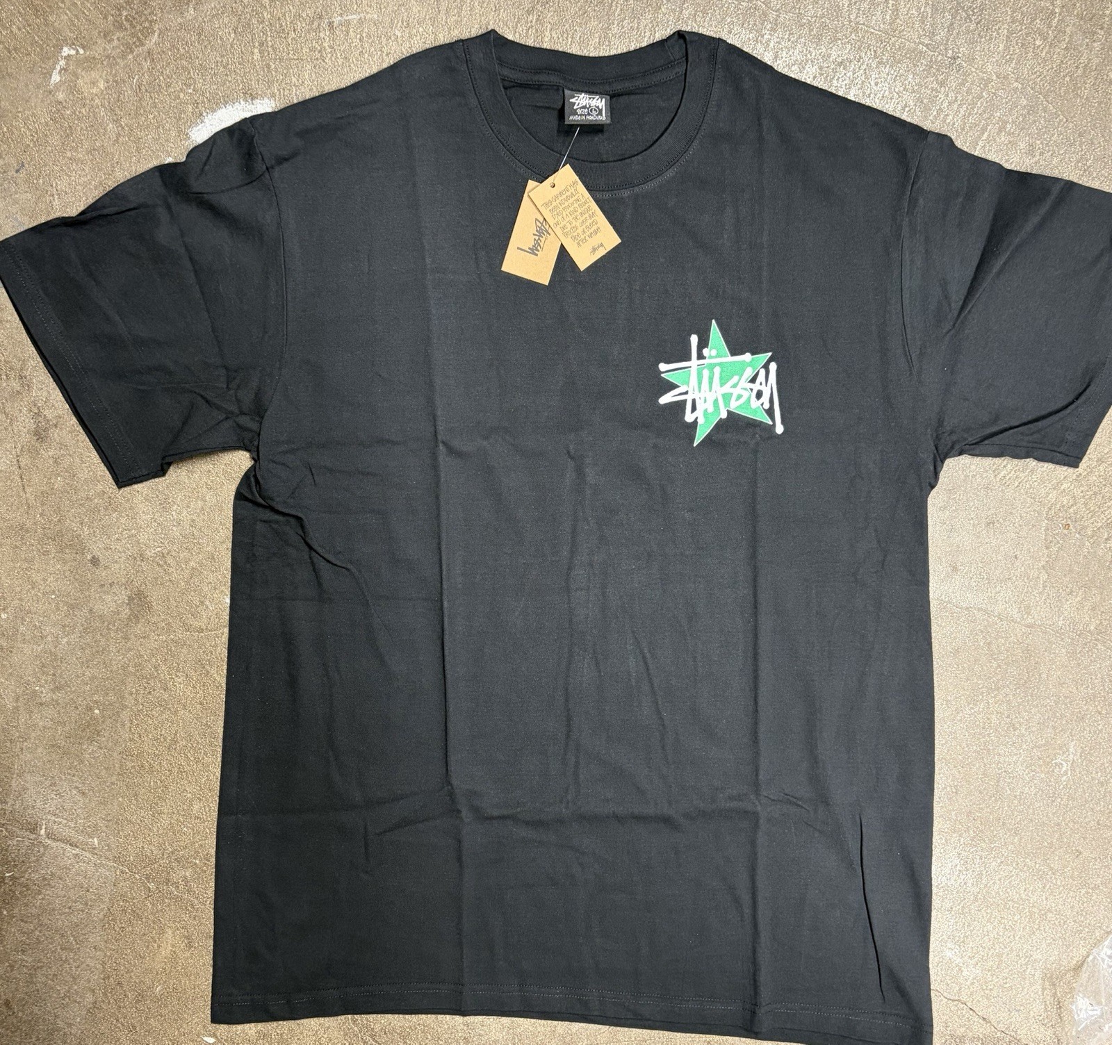 Stussy Shirt Star Tee Tshirt Black Size Medium NWT Double Sided Streetwear