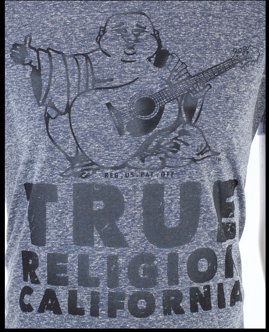 $89 TRUE RELIGION Indigo CALIFORNIA BUDDHA Short Sleeve Graphic T-shirt NWT