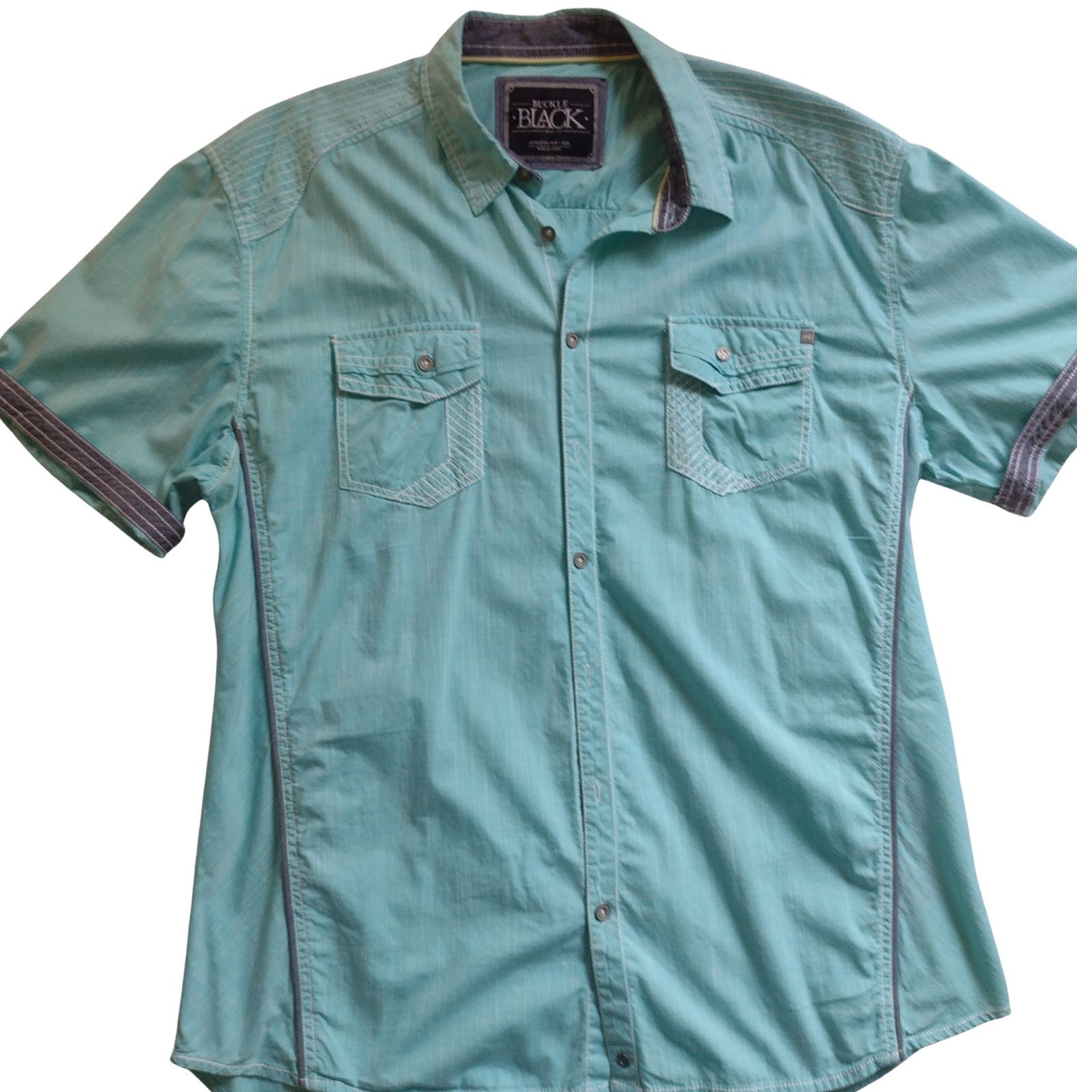 BKE Buckle Black Mens XXXL / 3XL Short Sleeve Button Up Western Shirt Athletic