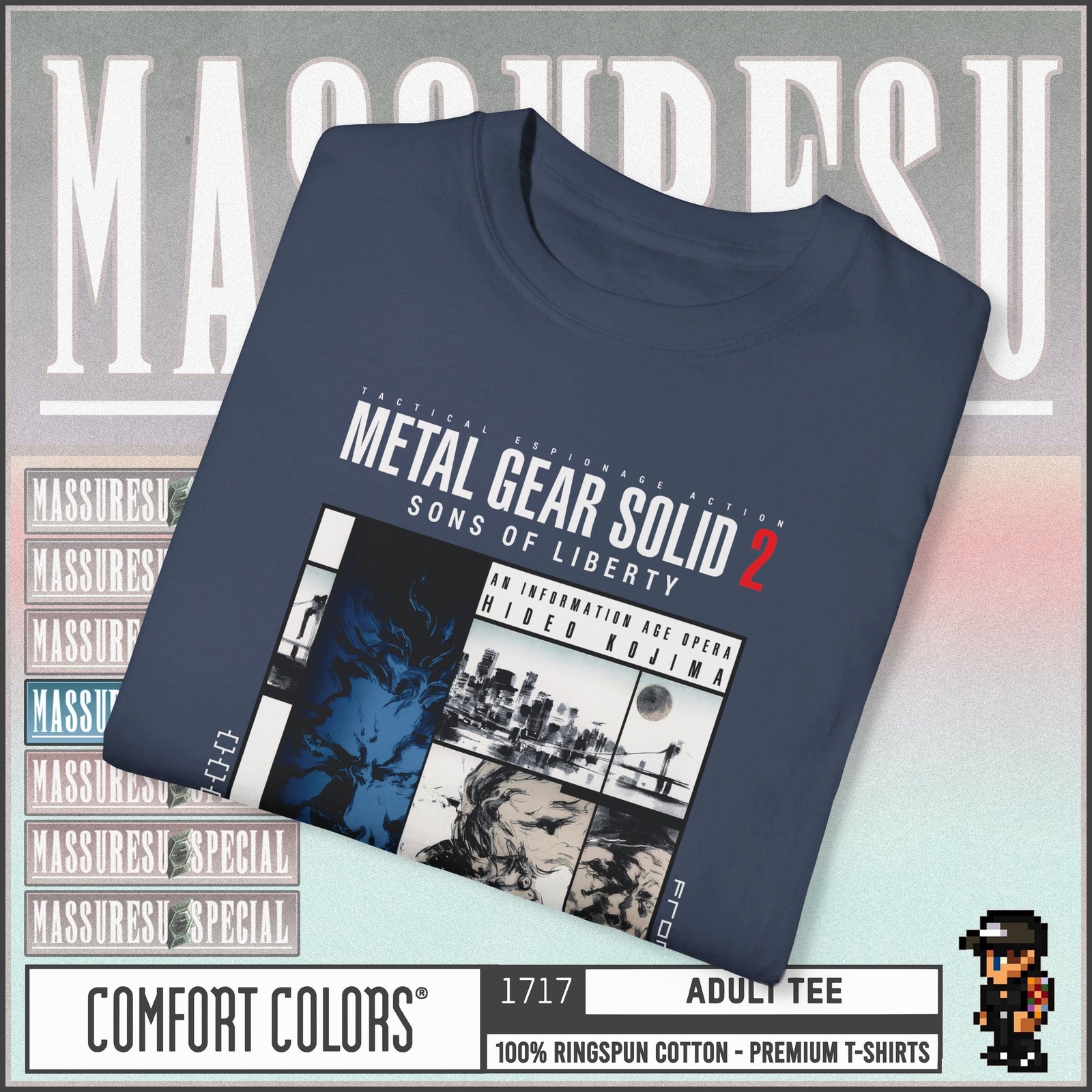 Metal Gear Solid 2 Sons of Liberty – Premium T-Shirt – Solid Snake Raiden Kojima