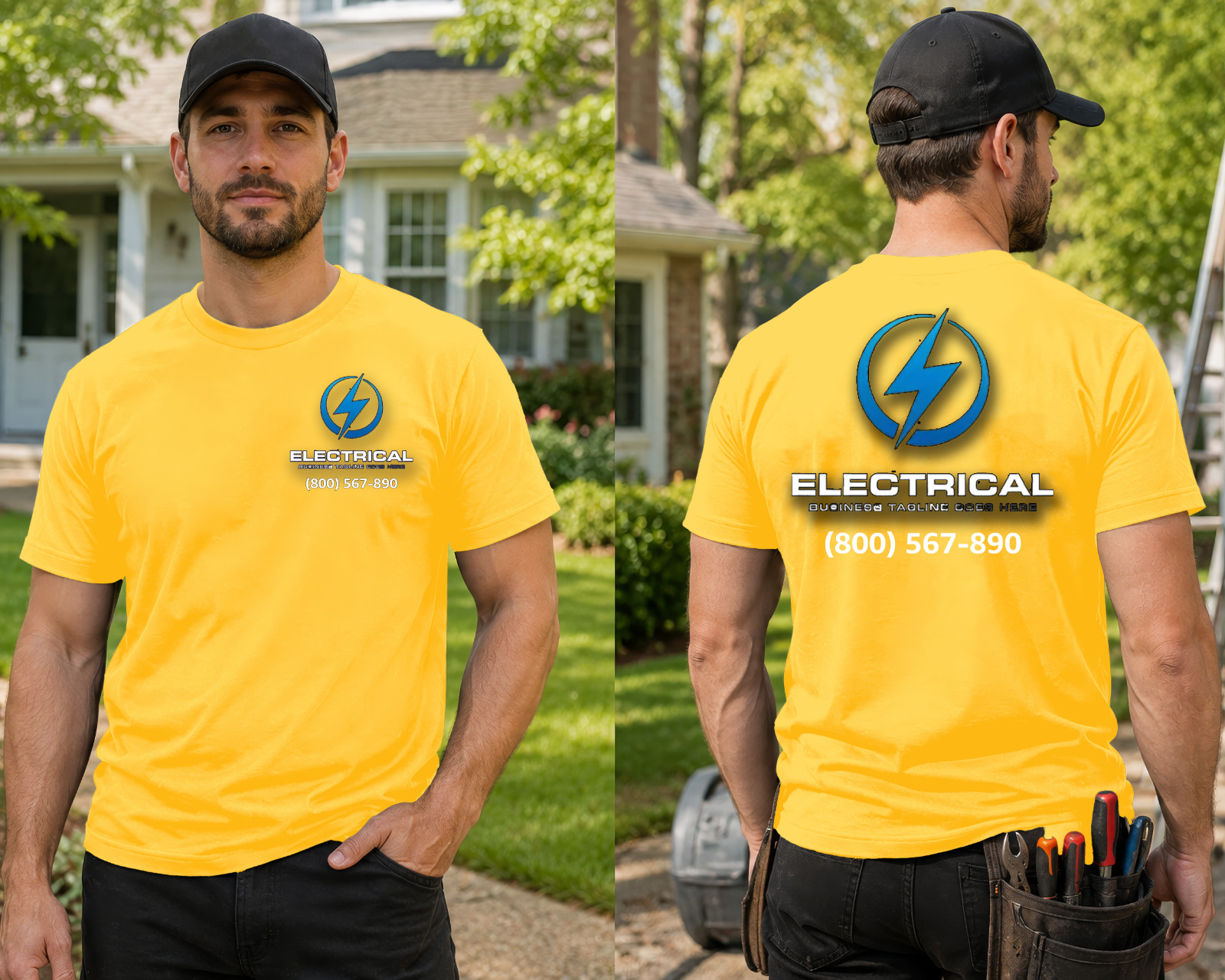Mens Custom Electrician Work T Shirt Personalized Company Logo Trade Uniform Tee