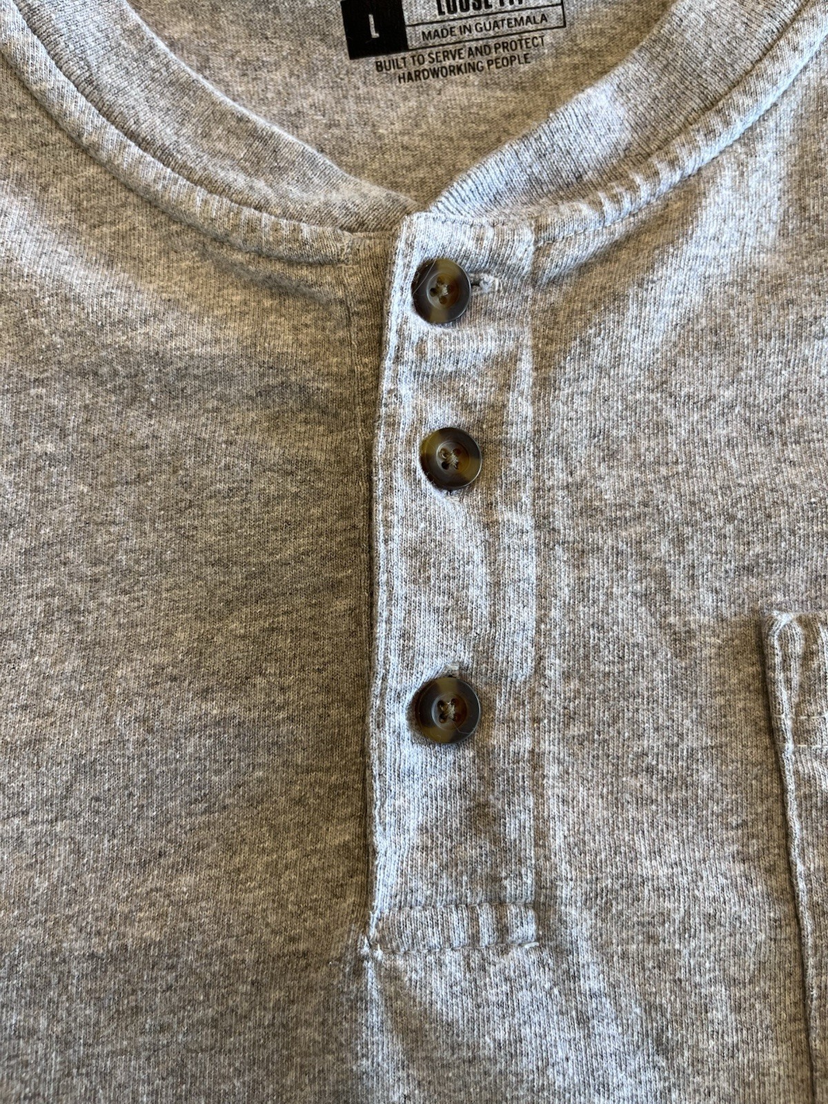 Carhartt Henley T Shirt Pocket Tee Mens Large Loose Fit Short Sleeve Gray K84