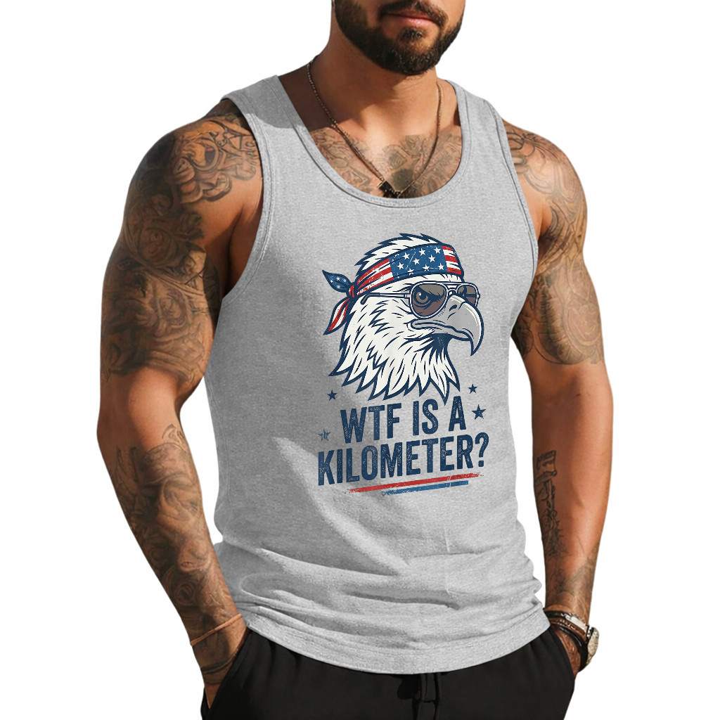 WTF is A Kilometer Patriotic Eagle Humor Funny Tank Top