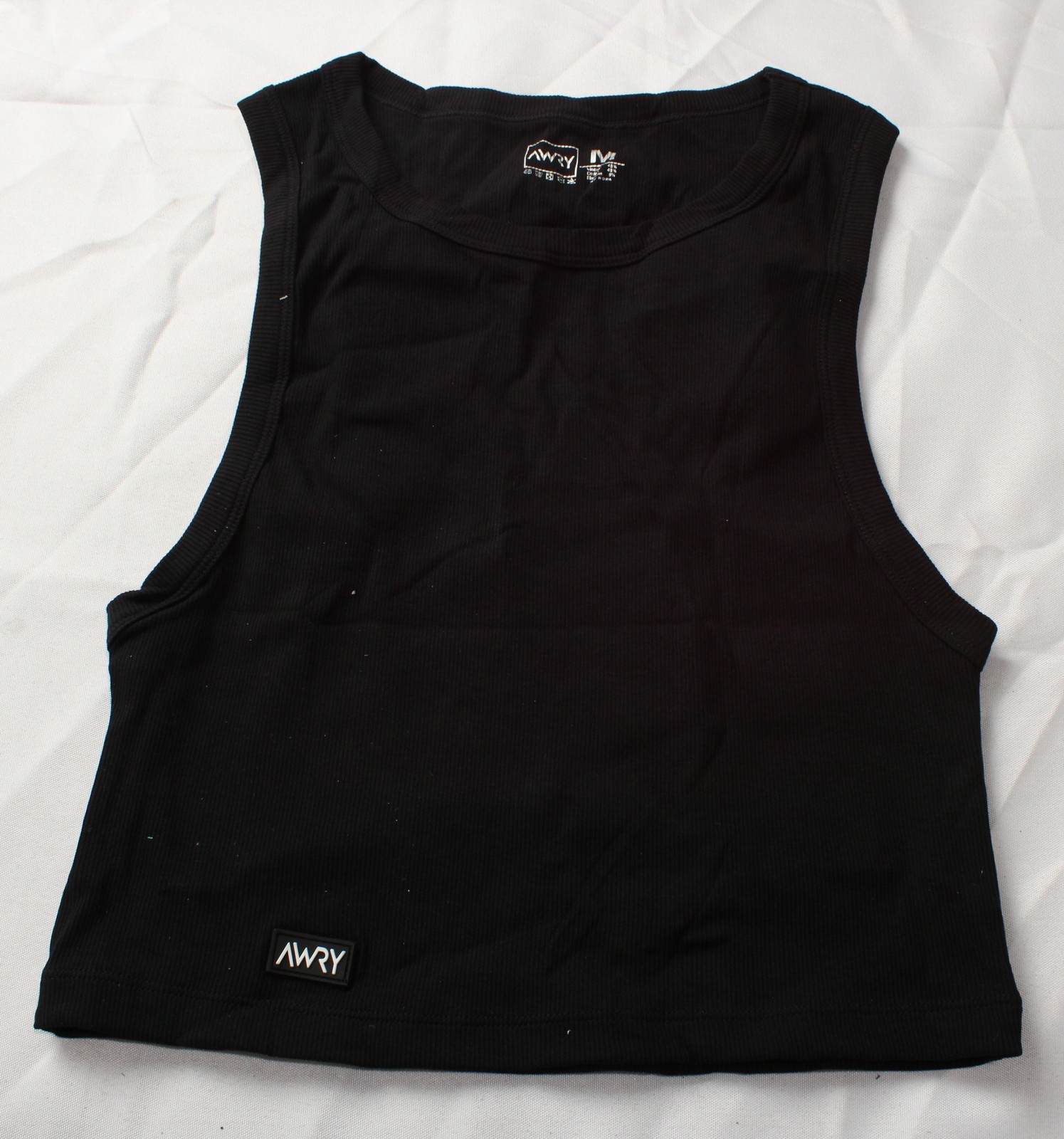 AWRY Men’s Ribbed Crop Top Stretch Cotton-Blend Tank CN6 Black Medium NWT