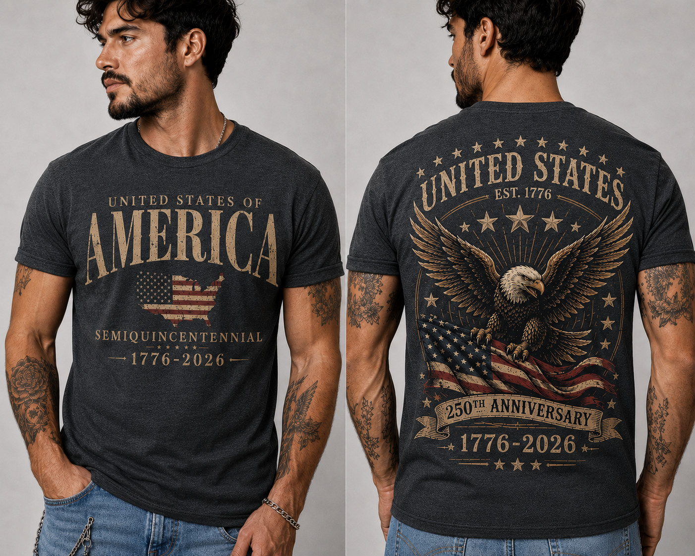 250 Years American Flag Bald Eagle 250th Anniversary USA T-Shirt Size S-5XL