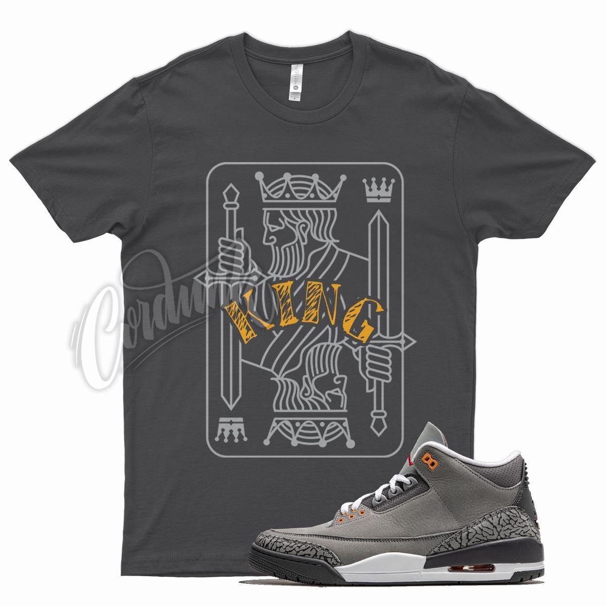 Cool Grey KING T Shirt for J1 3 Cool Grey Orange Peel Elephant Print