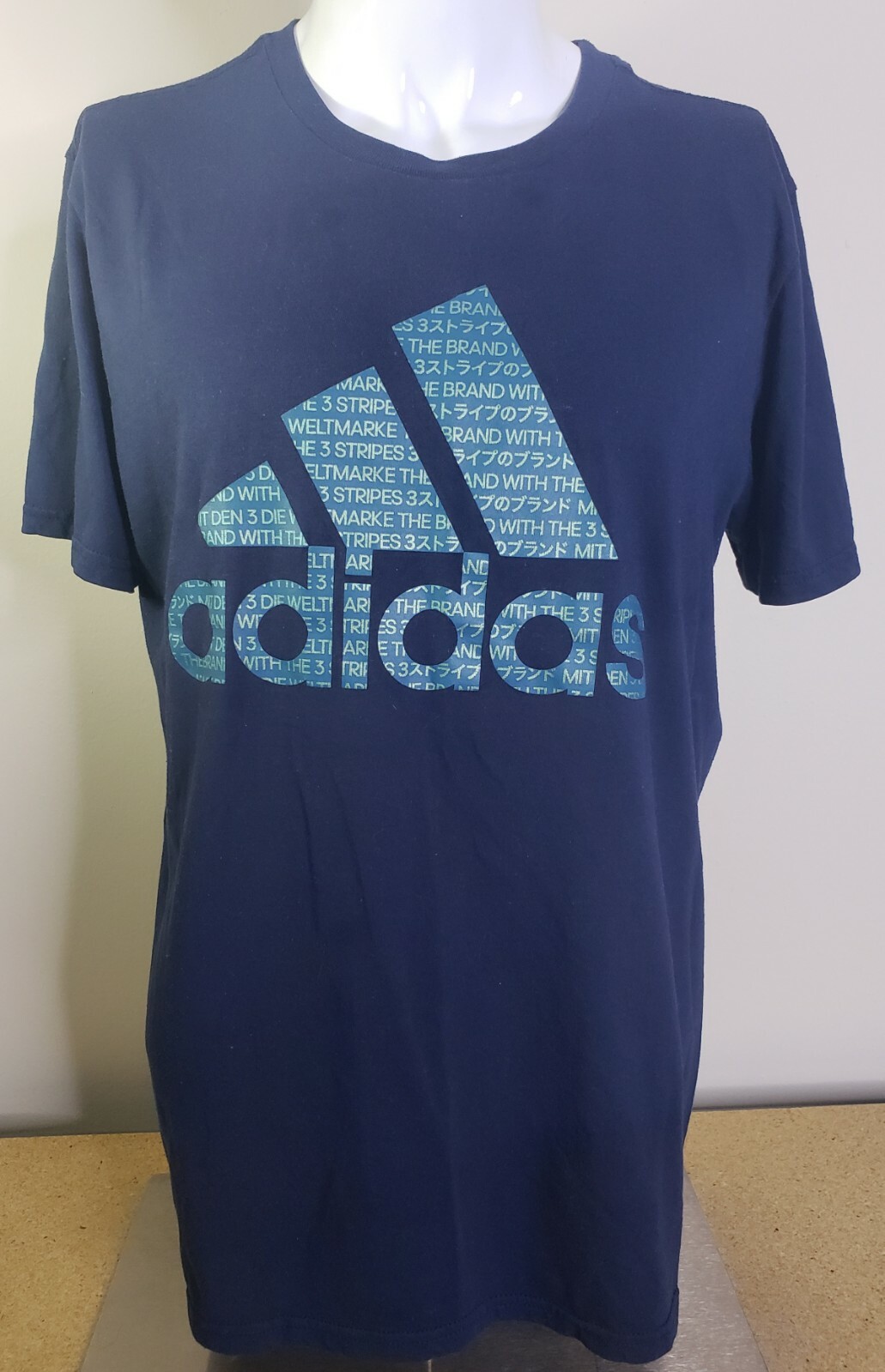 Adidas Go to Performance T-Shirt Men Size Large Blue Climalite Spell Out Graphic