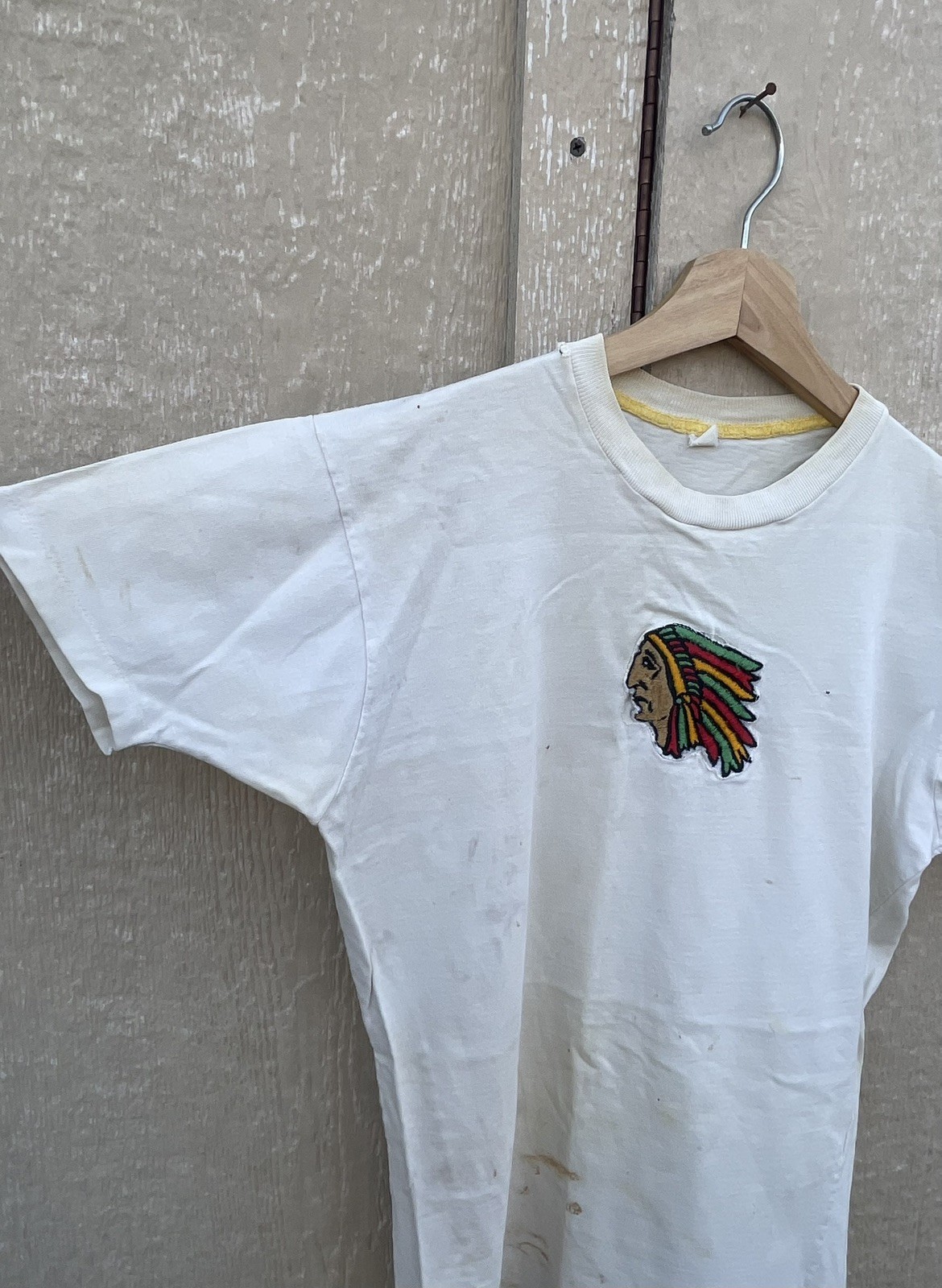 Vintage 60s Native American Chief Head T Shirt School BC USA Made Sz S 50s