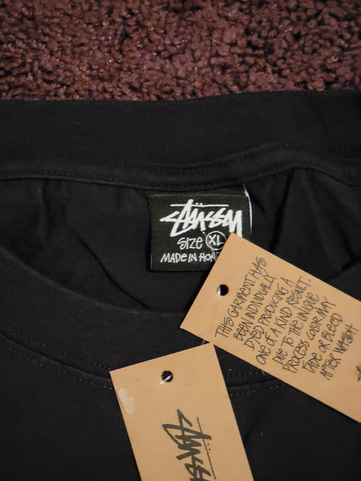 Stüssy Men’s Black Graphic Logo World Tour Crew Neck T-Shirt Short Sleeve L