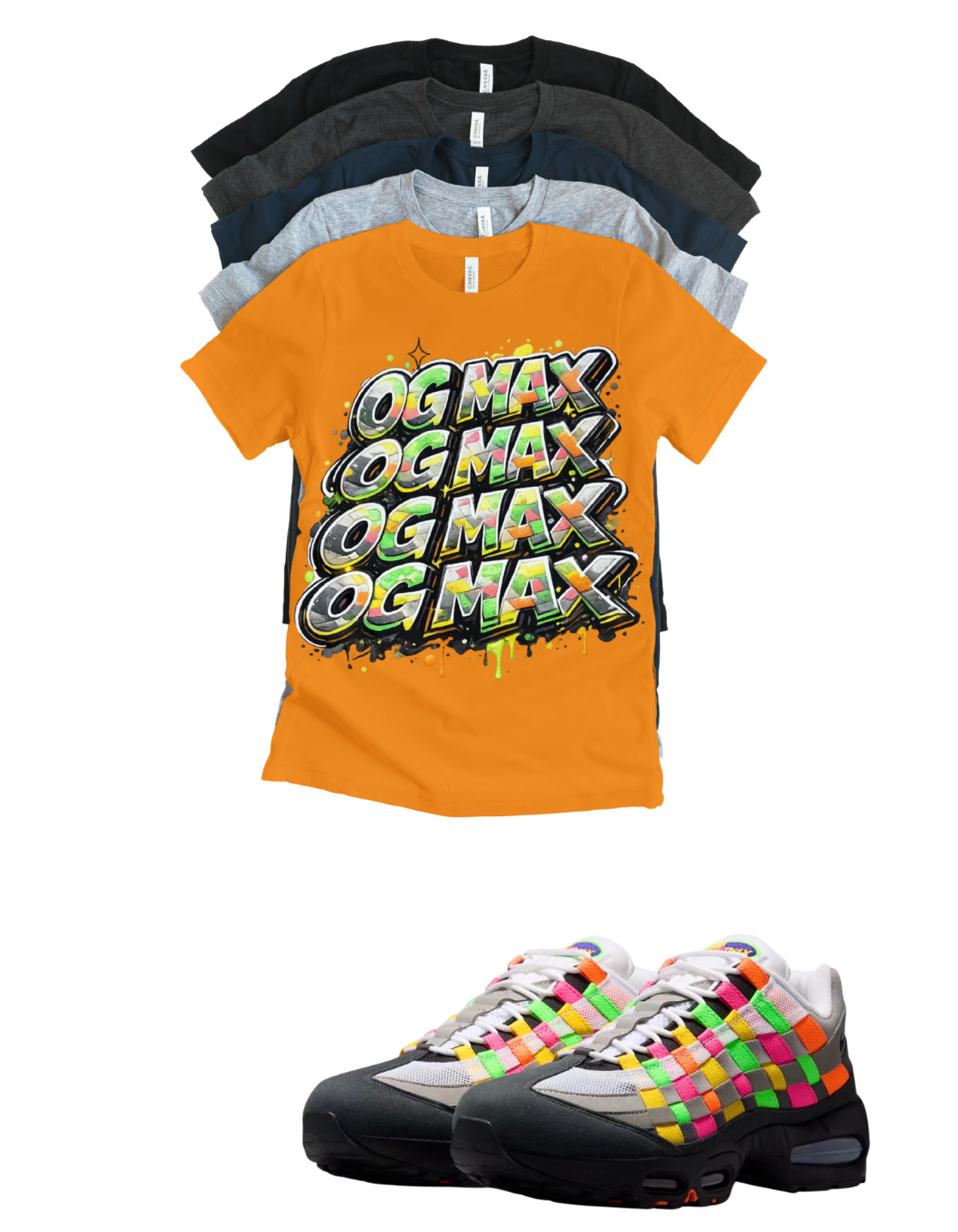 Custom Shirt To Match Max 95 OG MAX Woven Multi-Colored Tee Sneaker