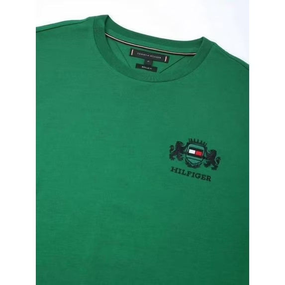 Tommy Hilfiger Men’s Big & Tall Embroidered Hilfiger Crest T-Shirt Green-3XLT