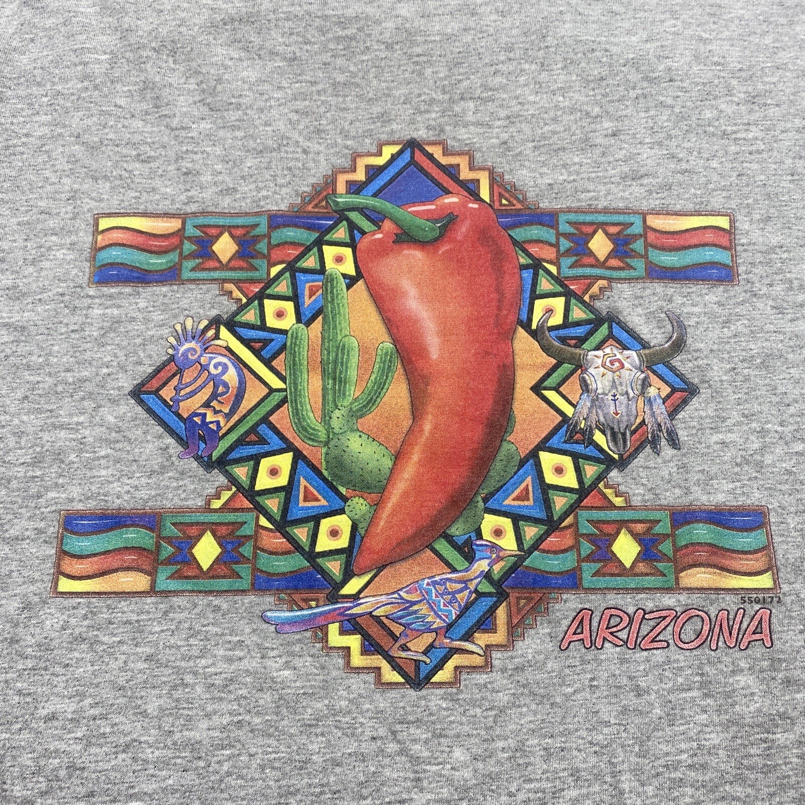 Arizona Chili Pepper T Shirt Adult XL Heather Gray Short Sleeve
