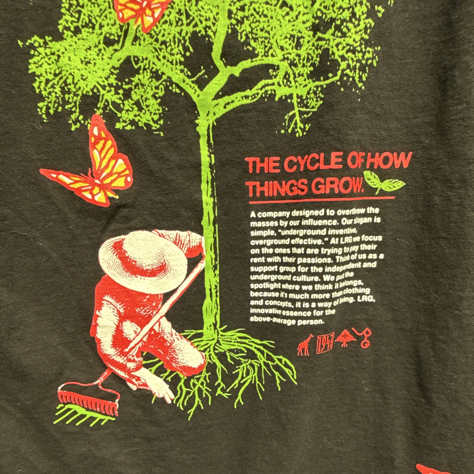 LRG Men’s Black Butterfly Logo Graphic Crew Neck Short Sleeve T-Shirt S CW11589