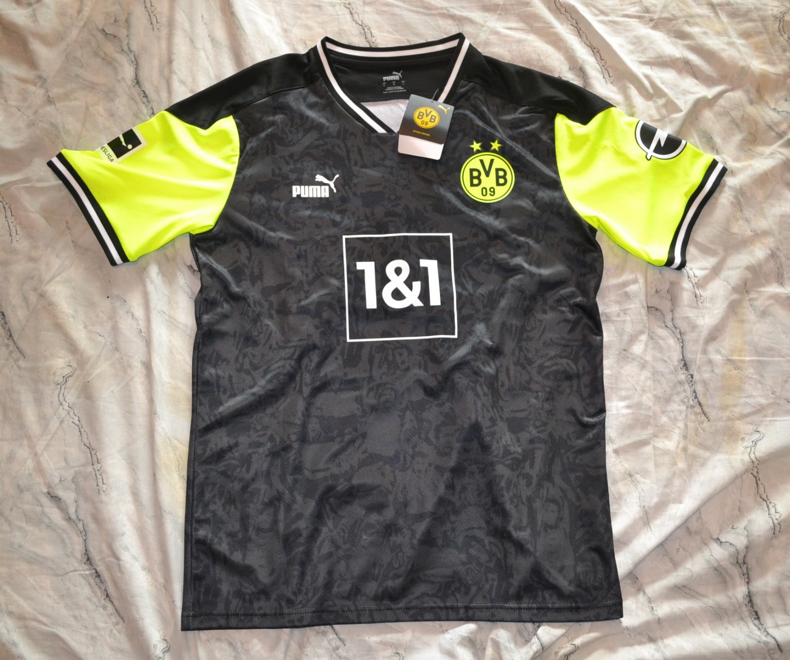 T Shirt Football Borussia Dortmund Puma Black Yellow Large Haaland 9