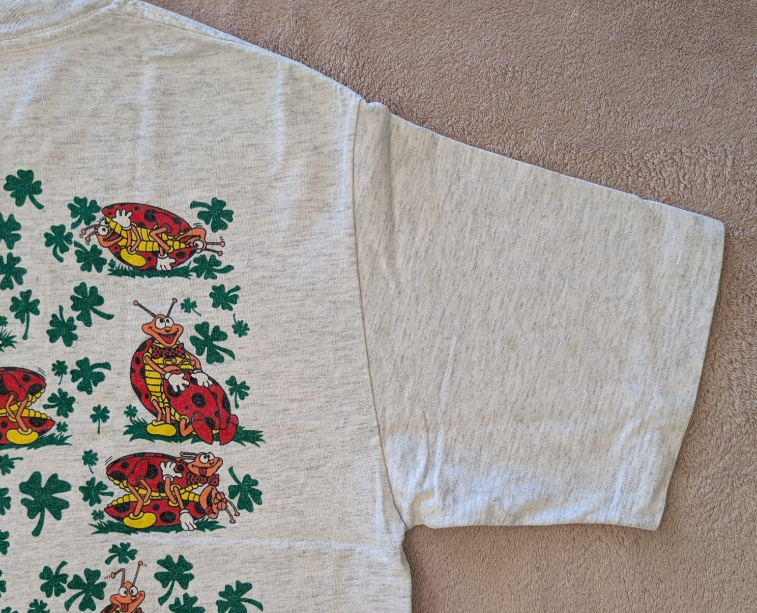 Vintage 1993 Risque Funny Ladybug Positions Four Leaf Clovers Shirt Coast Trends