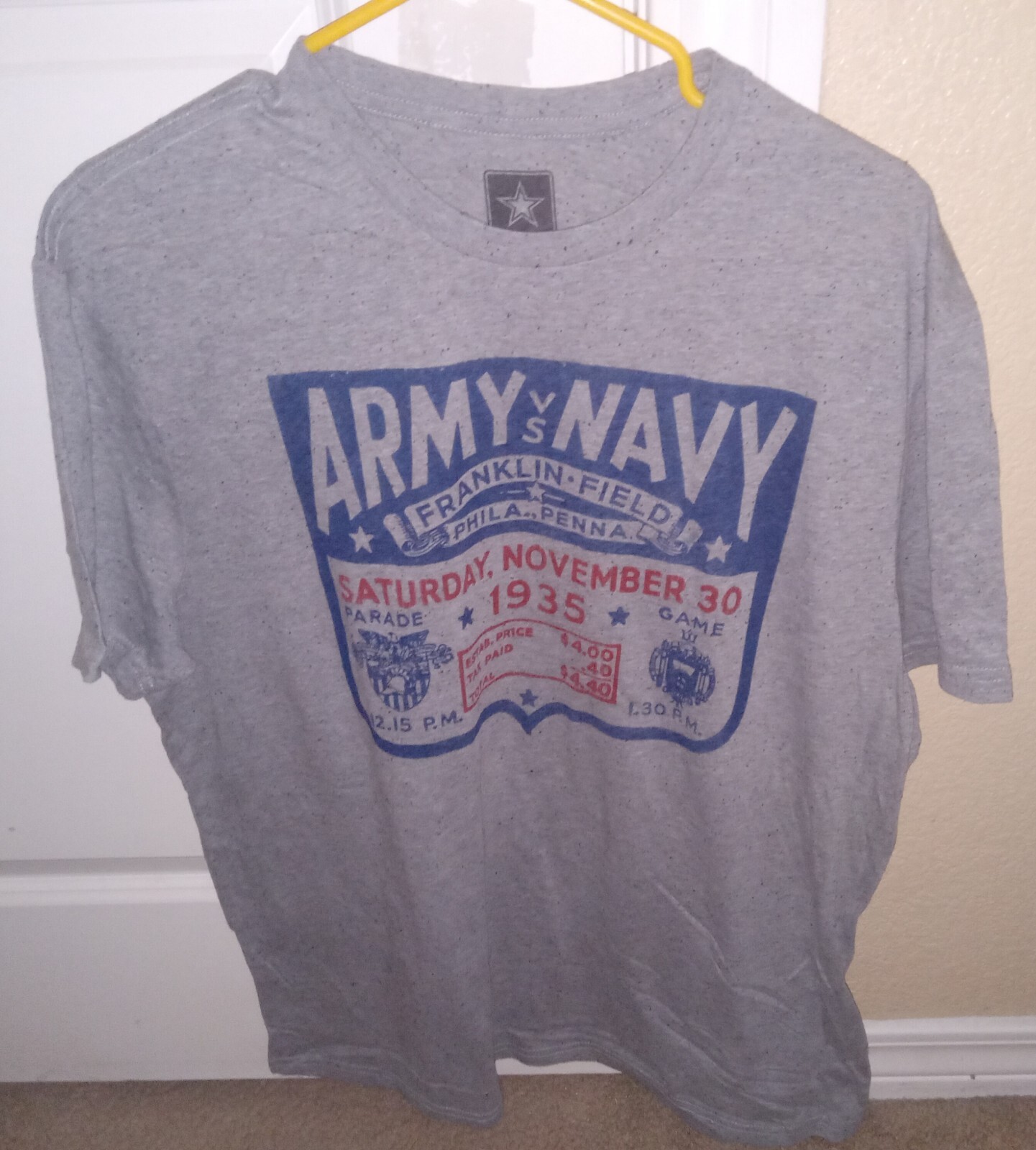 U.S. Army vs. Navy Franklin Field Mens T-Shirt Xlarge, Color Gray